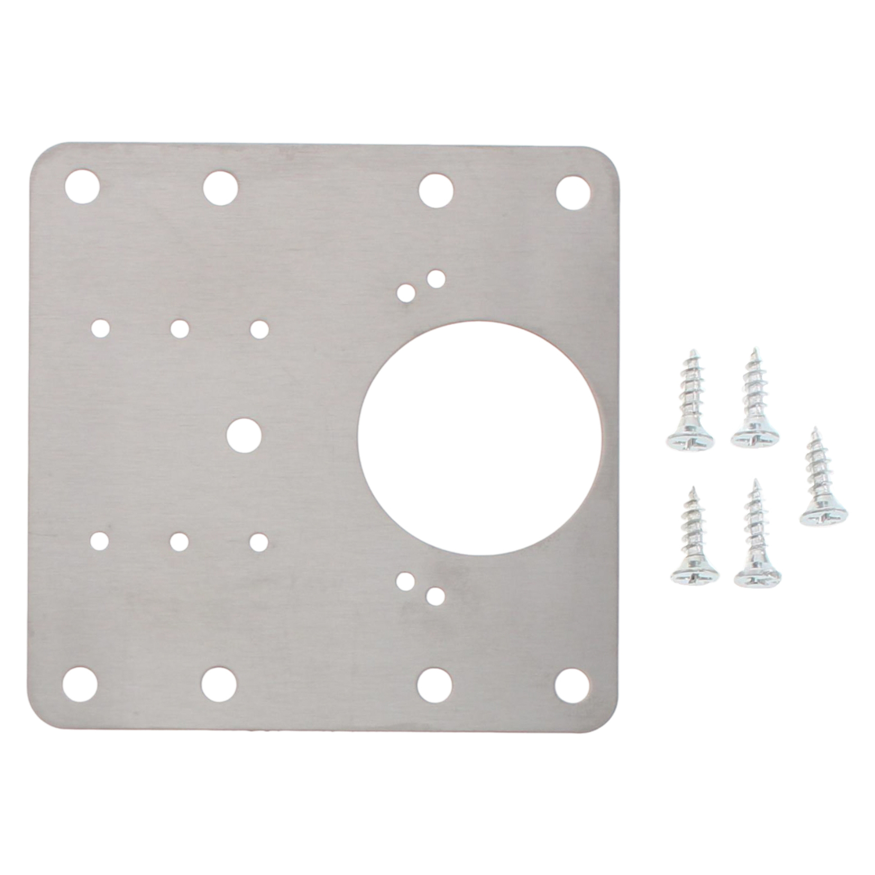 FEPS Trim Reparaturblech Möbelscharnier FE-RB002 edelstahl quadratisch, Metallplatte, Montageplatte, Kreishol hole, Schraubenlöcher, Befestigungskit