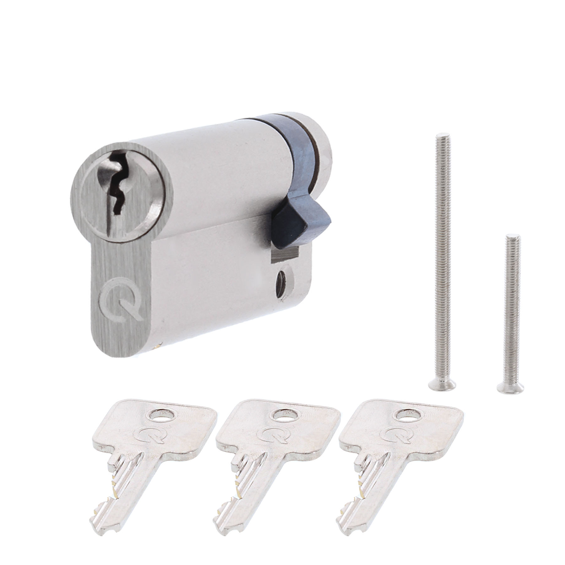 [MA] greenteQ Halbzylinder SX 30 8-F mit 3 Schlüssel verschiedenschliessend 10/30 mit ToniTec 50 ml Zylinderspflegespray ZPS50, Schrank-Sperrmechanismus, Zylinderschloss, Cam-Sperre, Schlüsselelemente, Montagekit