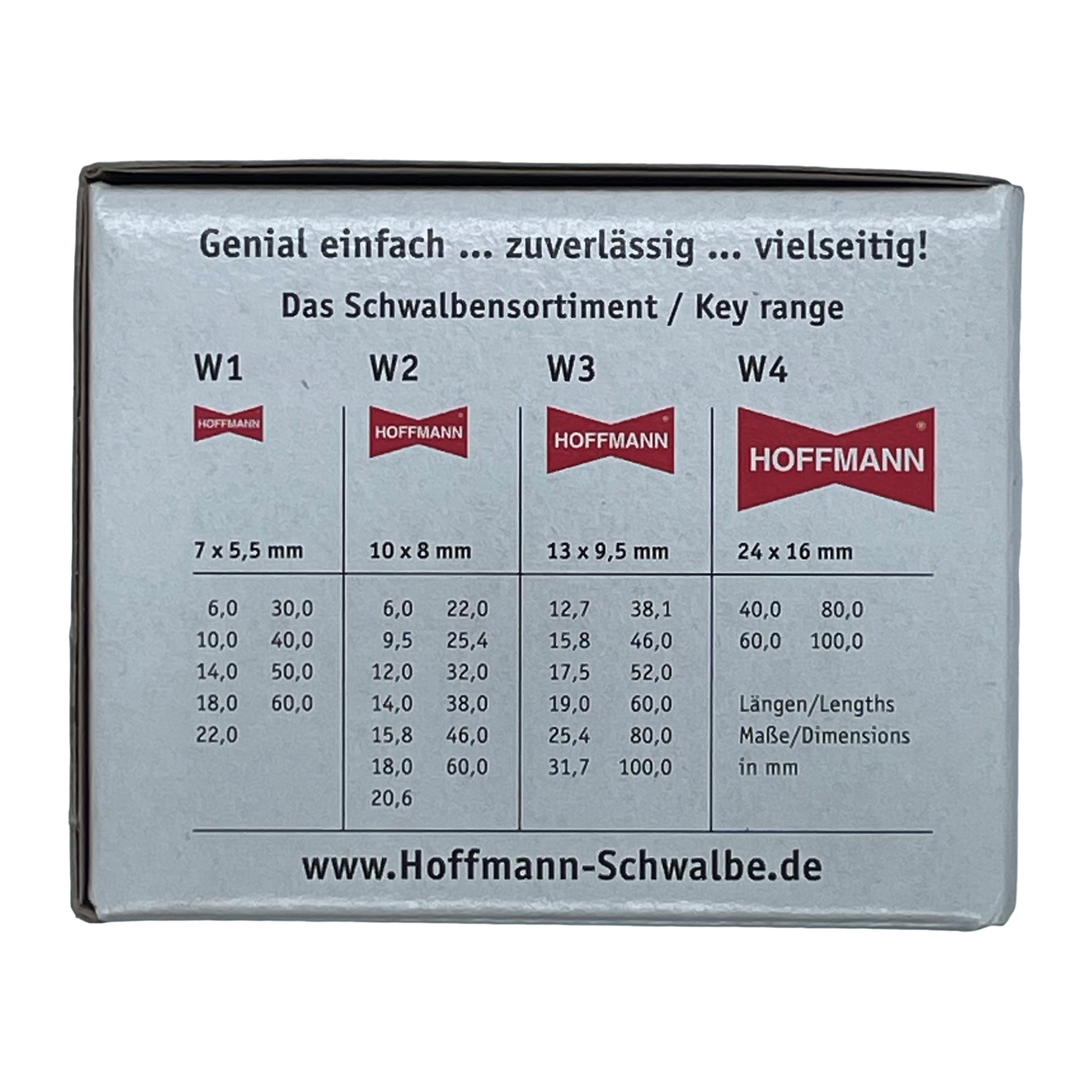 Facett HOFFMANN Schwalben ohne Kappe W-2 6,0mm zu 1.000 St. Nr.9200600, Hofmann Schwalbe, Schwalben, Key range, W1-W4, mm Maße