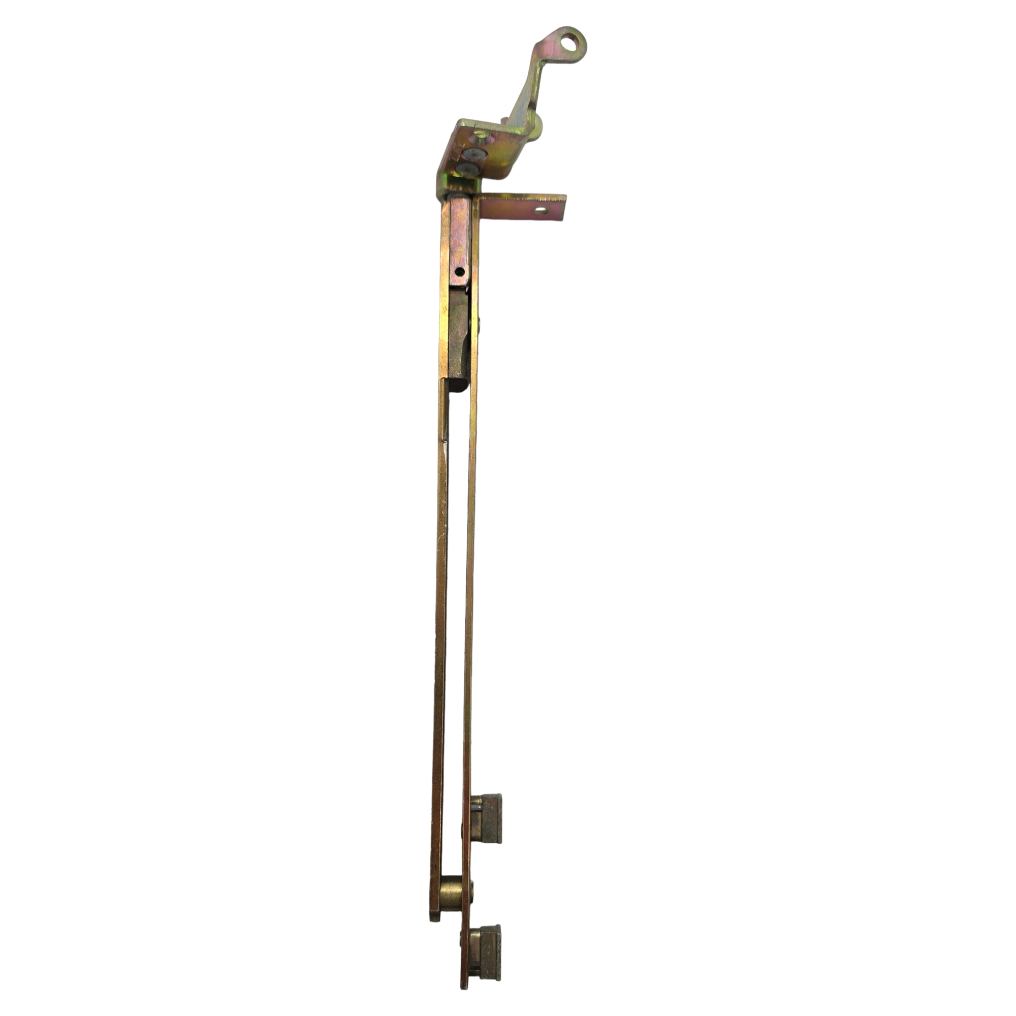 [BA] Winkhaus Drehlager DW 20/12 links ohne Scherenlager, metallischer Scharnier, Befestigungswinkel, langer Metallstift, Werkzeugkomponente, Montagezubehör