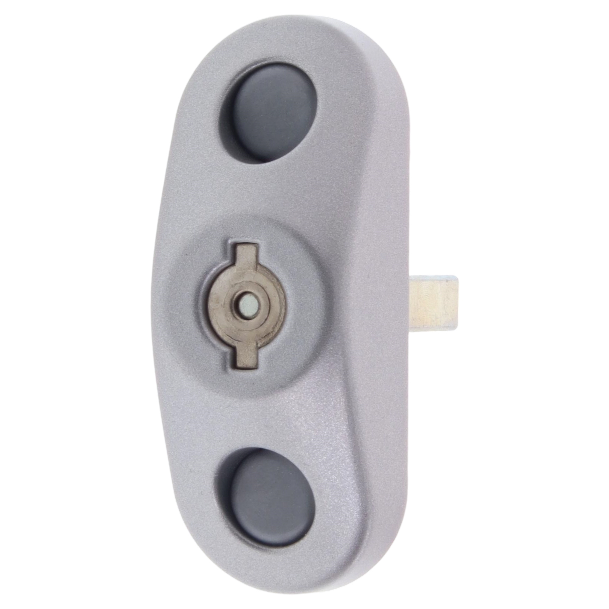 ToniTec Dornzwangsverschluss 43 mm mattgrau/silber, Schloss, Glastürgriff, Rundknopf, Montageclip, Silbergrau