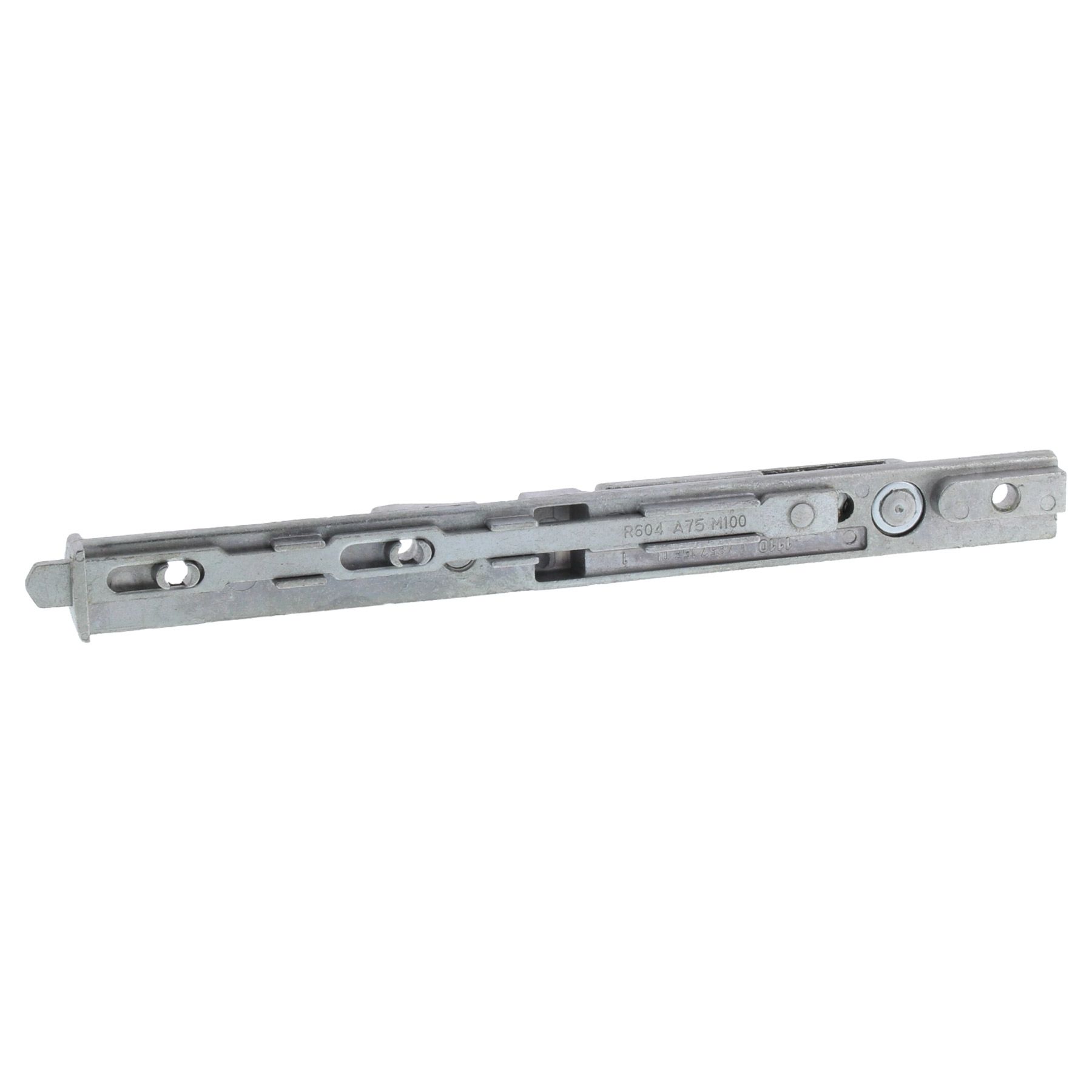 Roto Centro 100 Kantenriegel 7/8 R604A75 E11 links mit ToniTec Schraubenset KL-FR 6, Schiene, Montageschiene, Metall, Gleitschiene, Beschläge