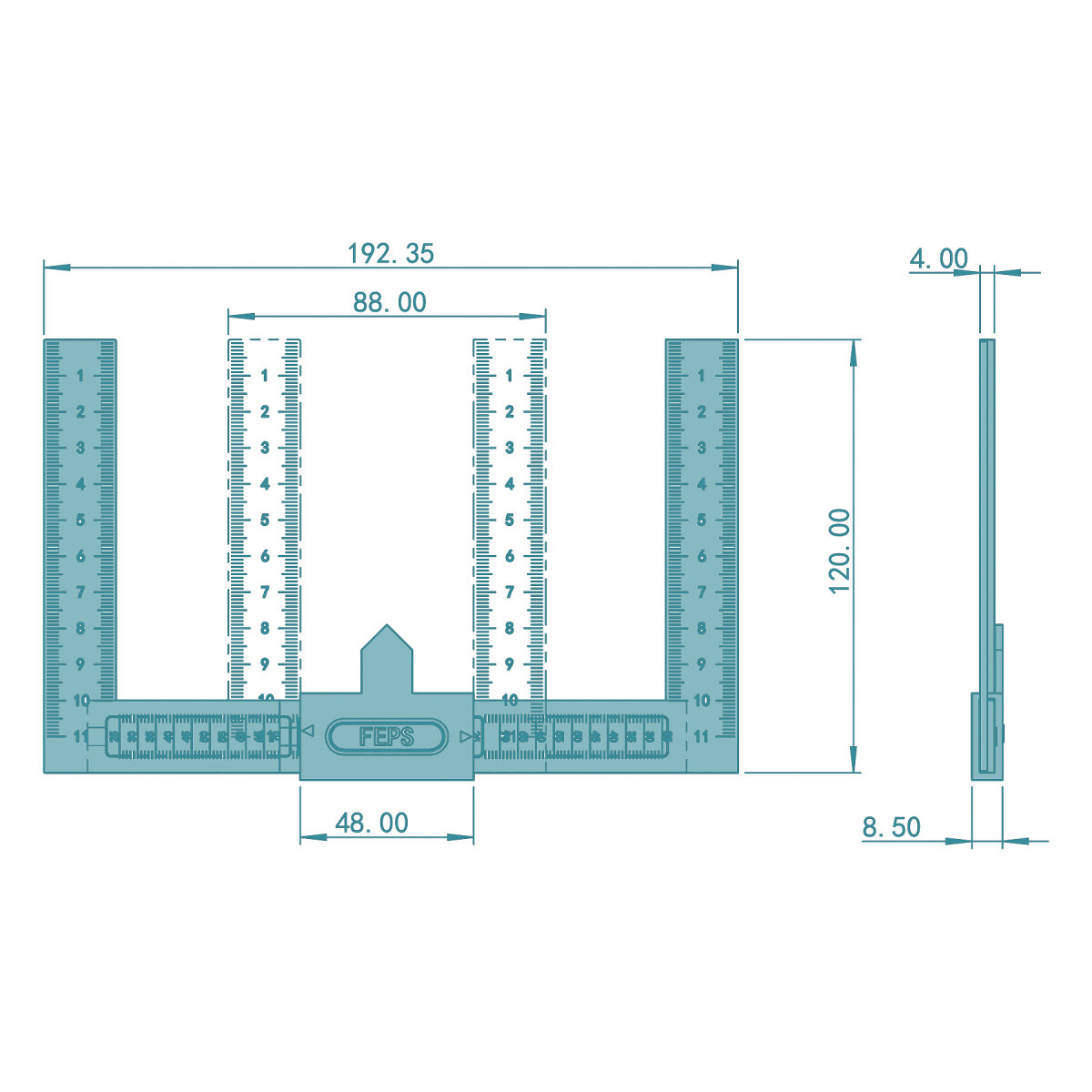 FEPS Tool Zylinder-Messlehre FE-ML001 Kunststoff weiß, Diagramm, Handlung, Diagramm, Handlung