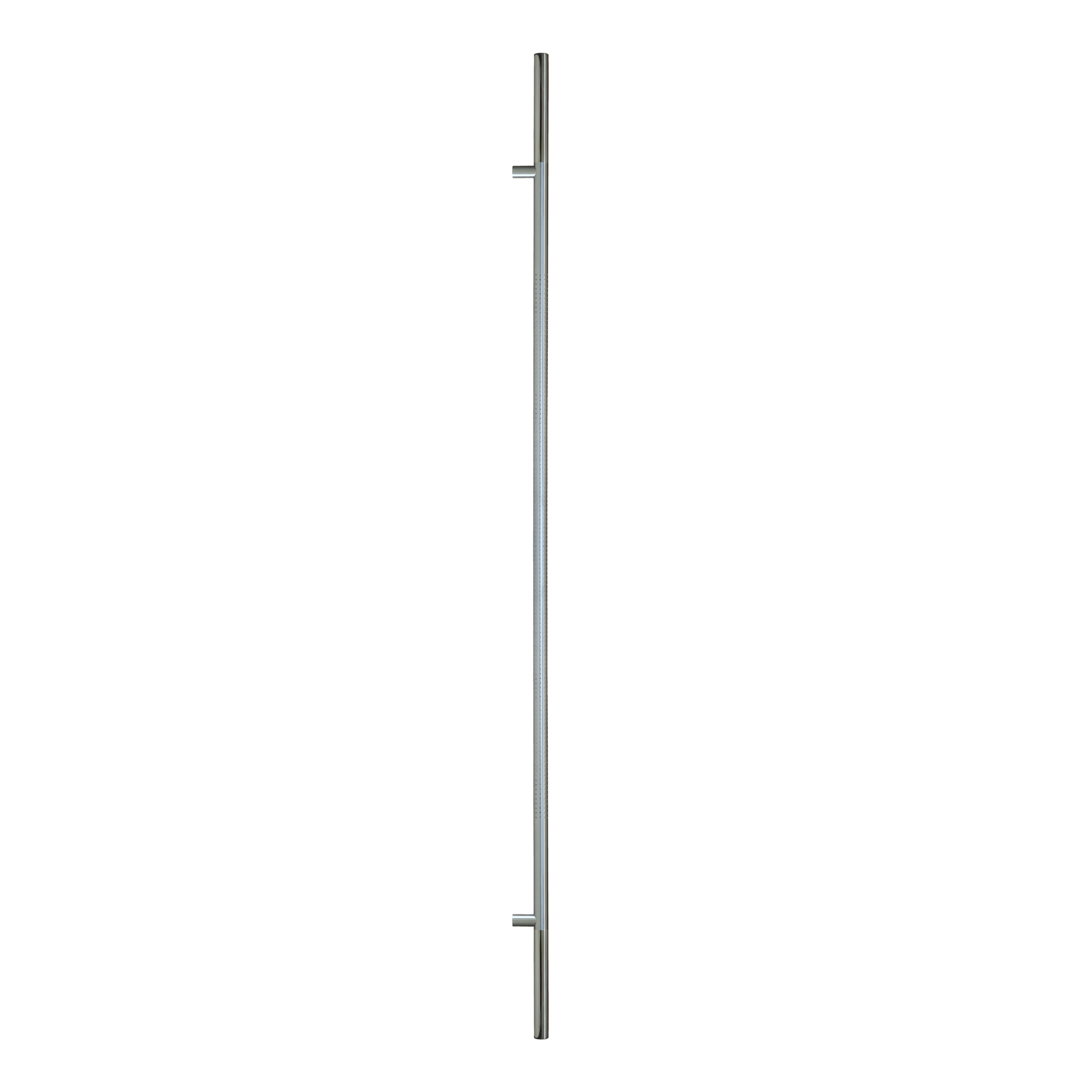 ToniTec® Stossgriff Türgriff 1800 mm Achsmaß 1300 mm mit gefrästen Punkten, Edelstahl fein matt poliert mit Anti-Fingerprint-Effekt, Schwert, Waffe, Strommast
