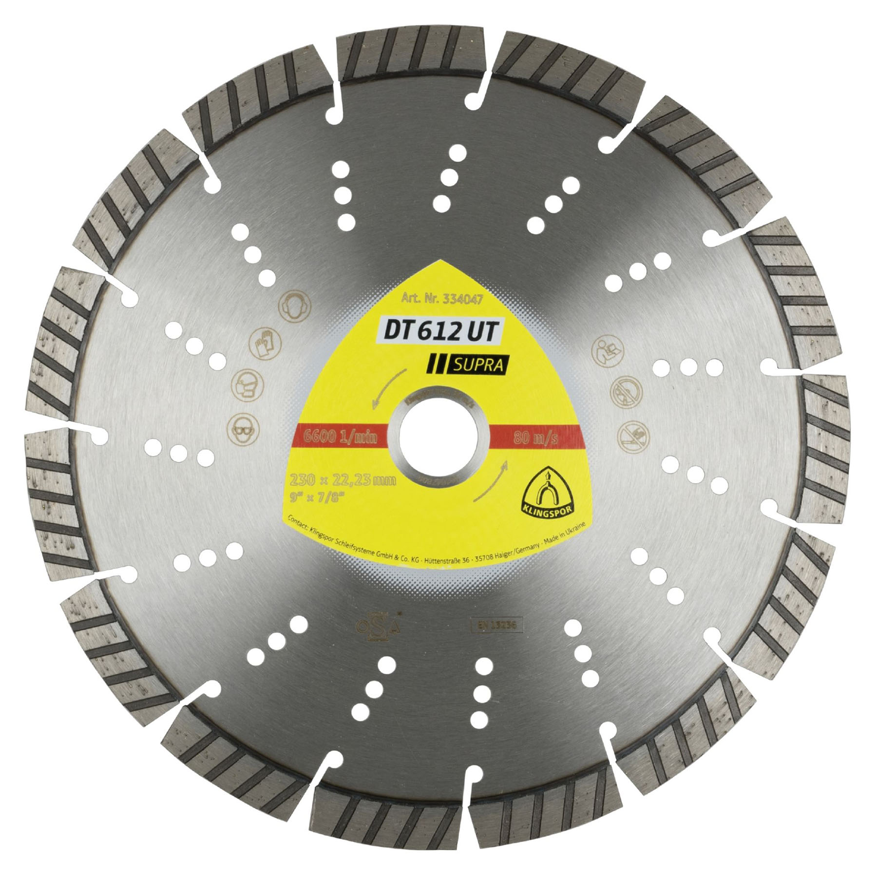 [DS] Klingspor HD 612 UT Diamanttrennscheiben 230 x 2,6 x 22,23 mm , 15 Segmente, Tischkreissäge, Diamantscheibe, Kreissägeblatt, Schleifscheibe, Sägescheibe