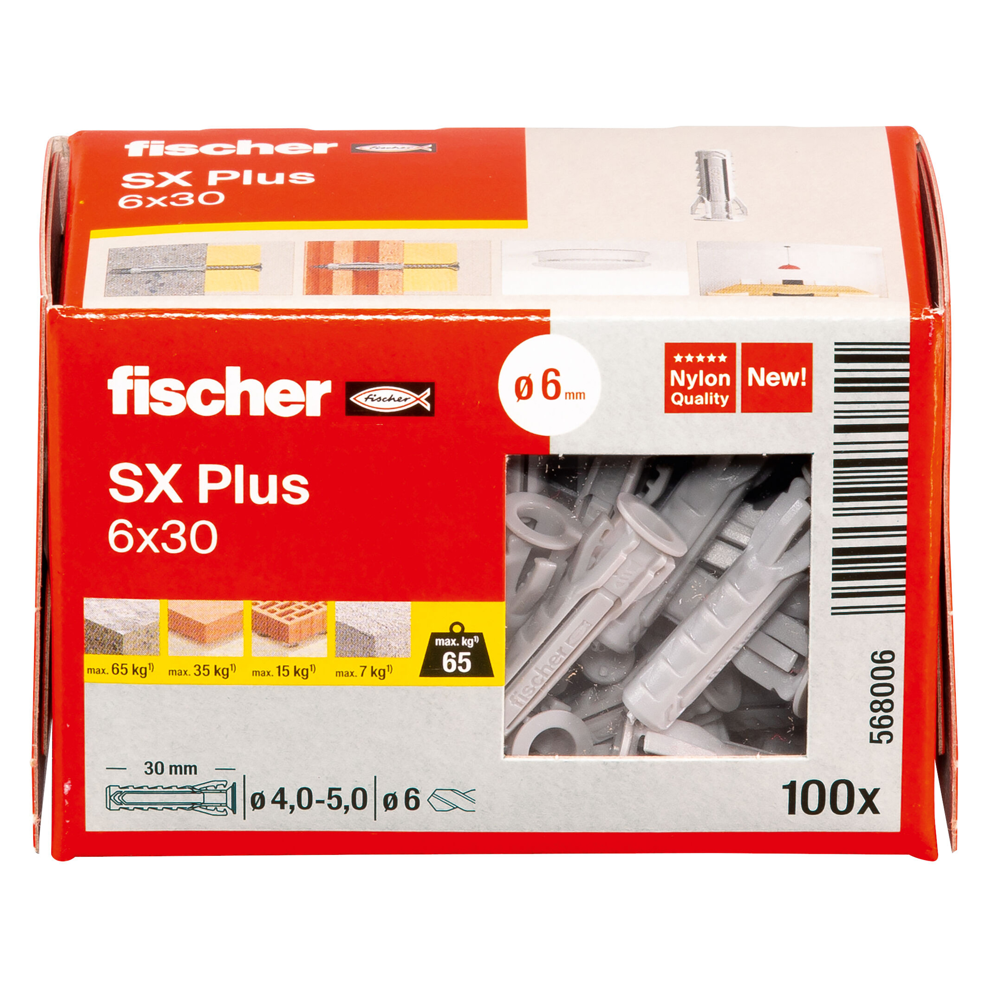 [DS] Fischer Dübel SX Plus 6x30 Nr. 568006, Dübel, Wanddübel, SX Plus, 6x30, 100 Stück
