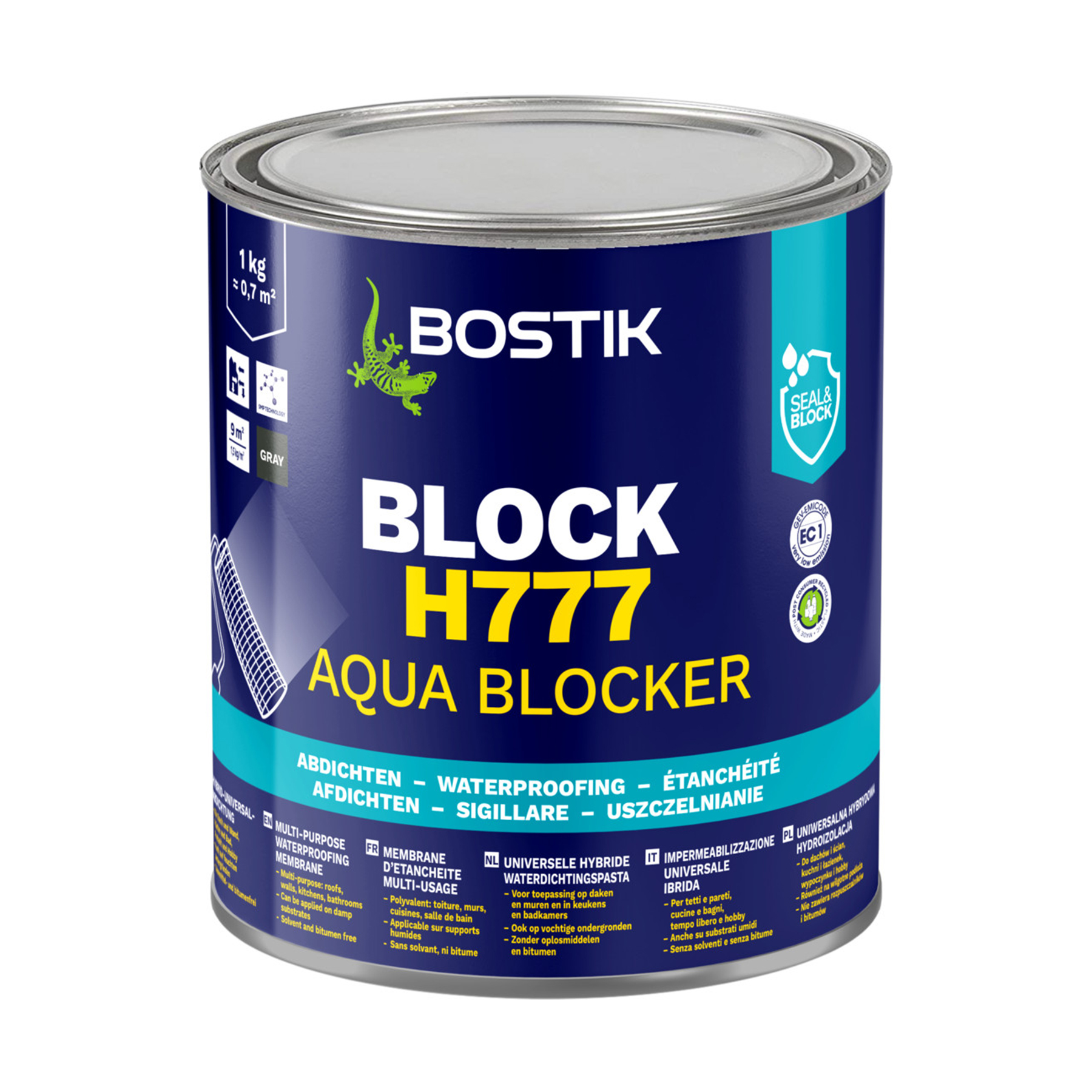 AQUA BLOCKER  Gebinde a. 1 Kg Art.Nr.  30621587, Aqua blocker, Wasserdicht, Membran, Grau Deckel, 1 kg