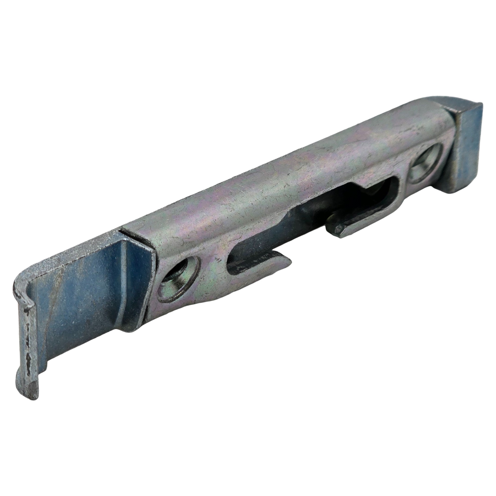 [BA] Siegenia Sicherheitskippschliessblech S-ES A0420, Rechts, mechanisches Teil, Metallhalterung, Schiebelate, Industrieller Beschlag, Silber-Grau