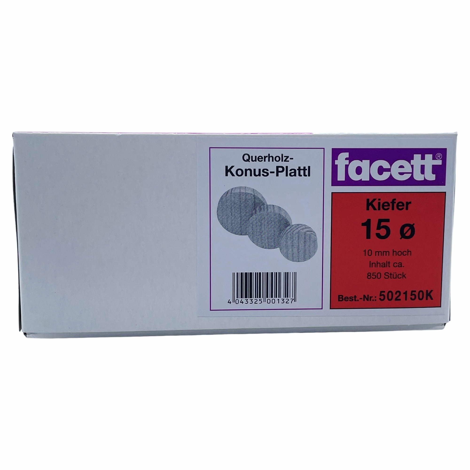 [DS] Facett Querholzplättchen Kiefer 15mm i.Krt.a 1kg Nr.5021 50, Kiefer, Holzplättchen, Konus-Plättl, 10 mm, 850 Stück