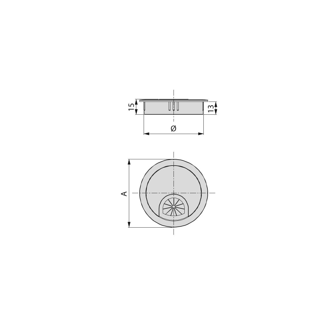 Emuca Zamak Kabeldurchführung, Durchmesser 60 mm, verchromt, rosetal, rosette mesh, cable grommet, metal disc, mounting ring