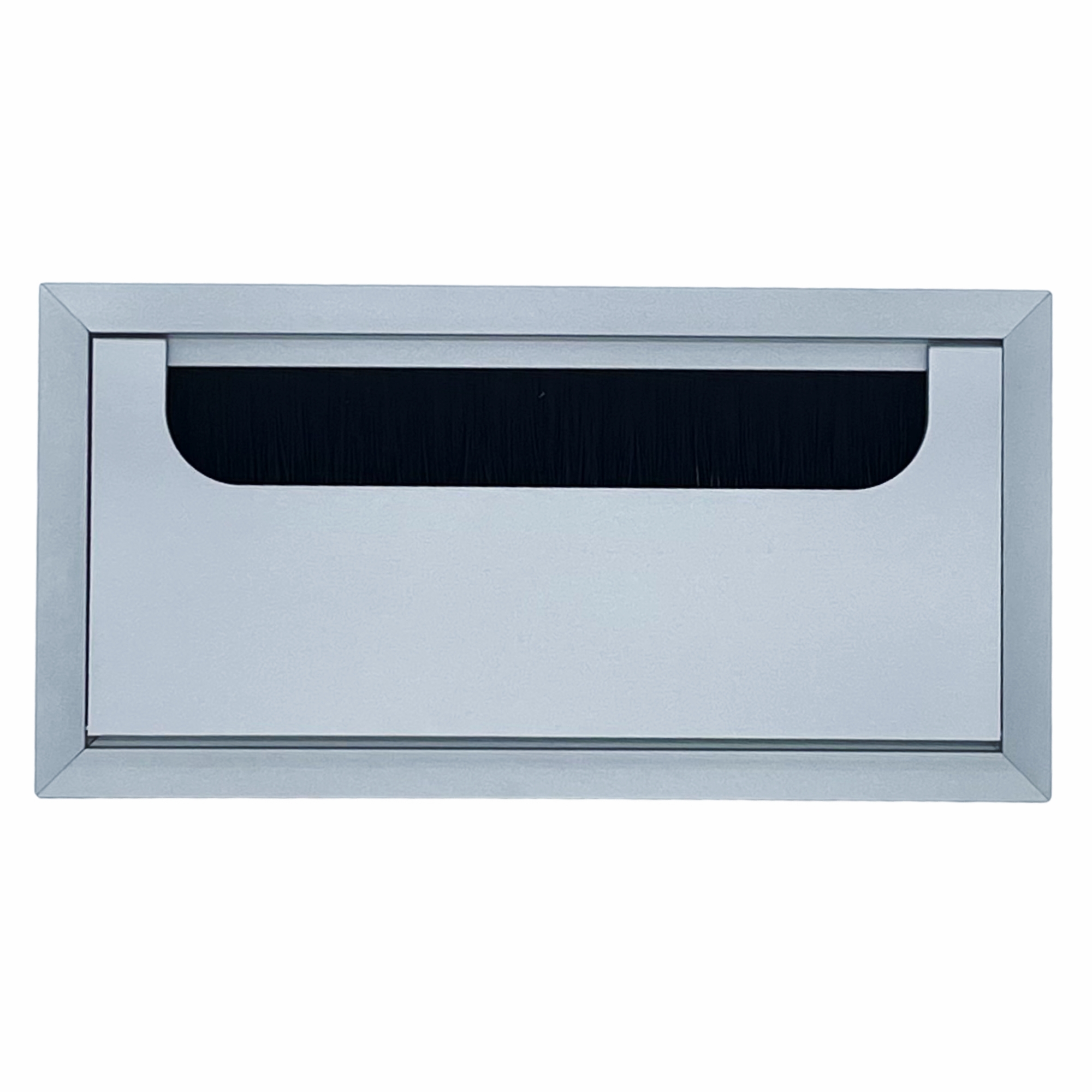 Emuca Kabeldurchführung Eckig 160x80 mm, Aluminium silber eloxiert, Briefkasten, Postfach, Eingangstür, Stahl, Metall