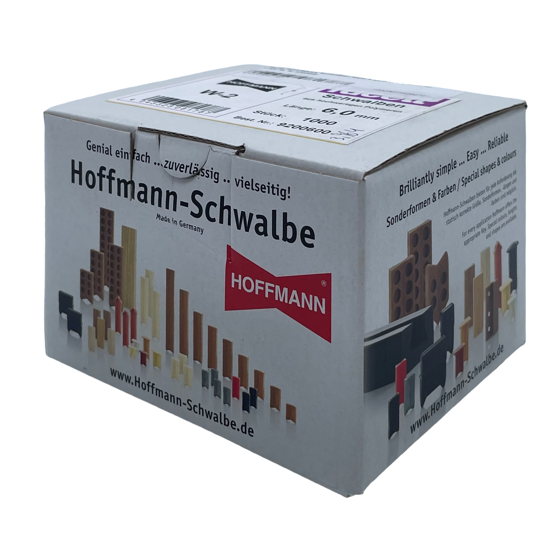Facett HOFFMANN Schwalben ohne Kappe W-2 6,0mm zu 1.000 St. Nr.9200600, Hofmann-Schwalbe, Konstruktionsbausteine, Holzbausteine, Holzsteine, Spielzeugbausteine
