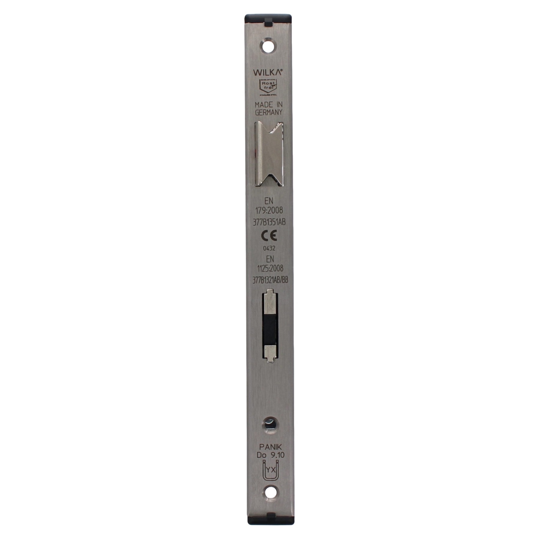 WILKA Anti-Panik-Einsteckschloss für einflügelige Rohrrahmentüren 6677 Funktion B links 45 mm U-Profil 24x6x2x245 mm