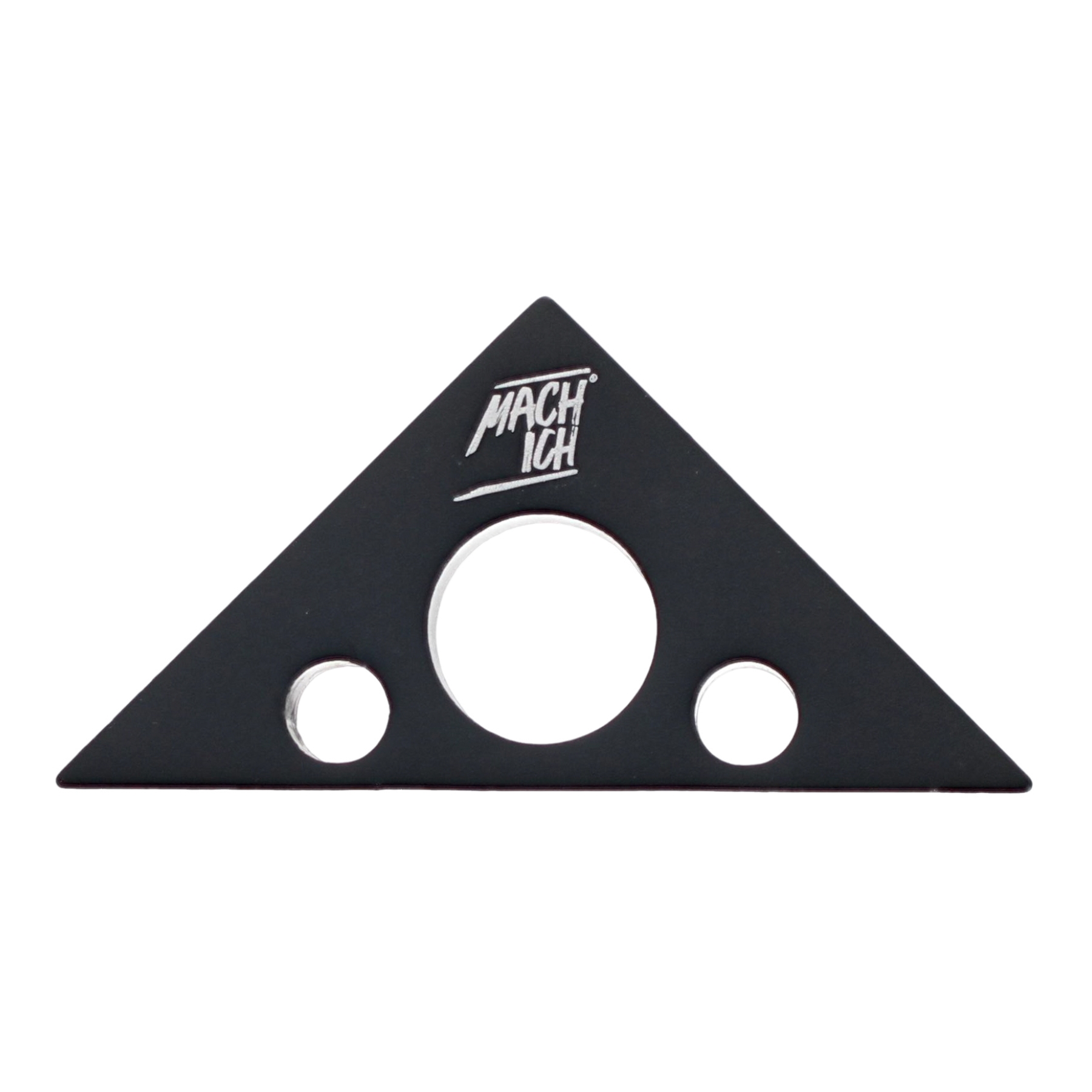 MACH ICH® Werkzeugwinkel schwarz metrisch & imperial  45° & 90° Winkel  präzise Markierungen, Dreieck, Messleiste, Silikon, mittelgroßes Loch, kleines Loch links, triangle, hole punch, metal ring, black triangle, Mach mit