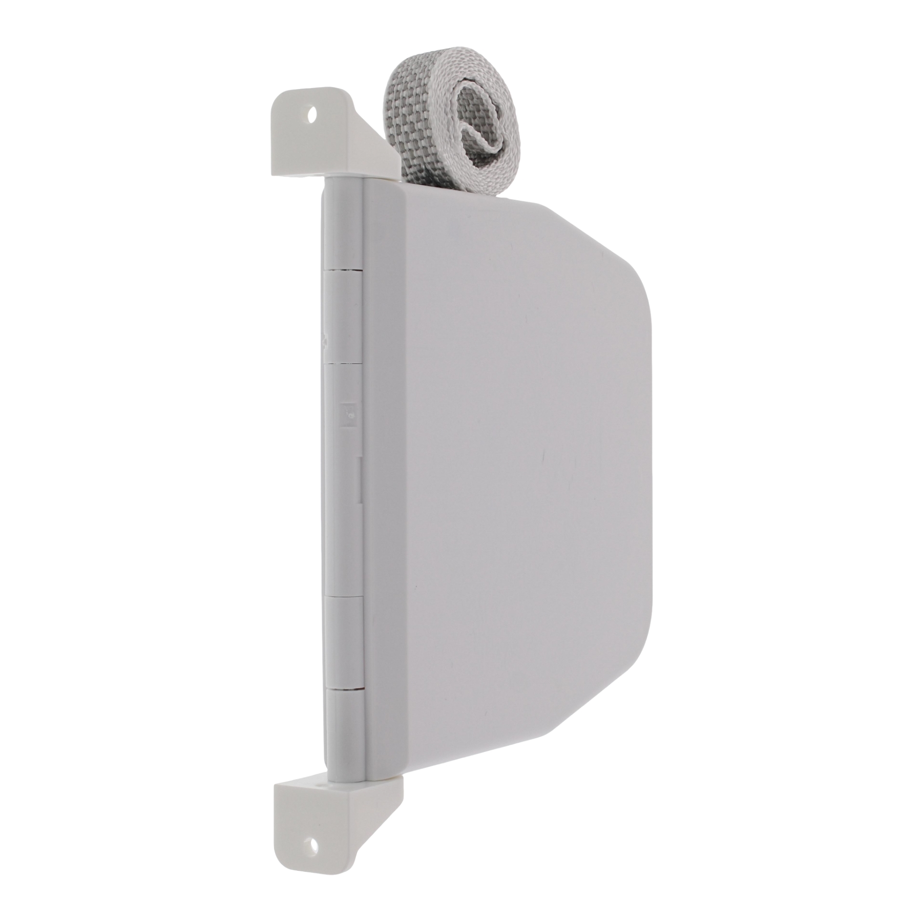 Selve Mini Aufputz Gurtwickler 155 mm schwenkbar und aufklappbar weiss mit 5 m Gurt 084803, Türband, Metallband, weißer Türband, montiertes Türband, Riemenrolle