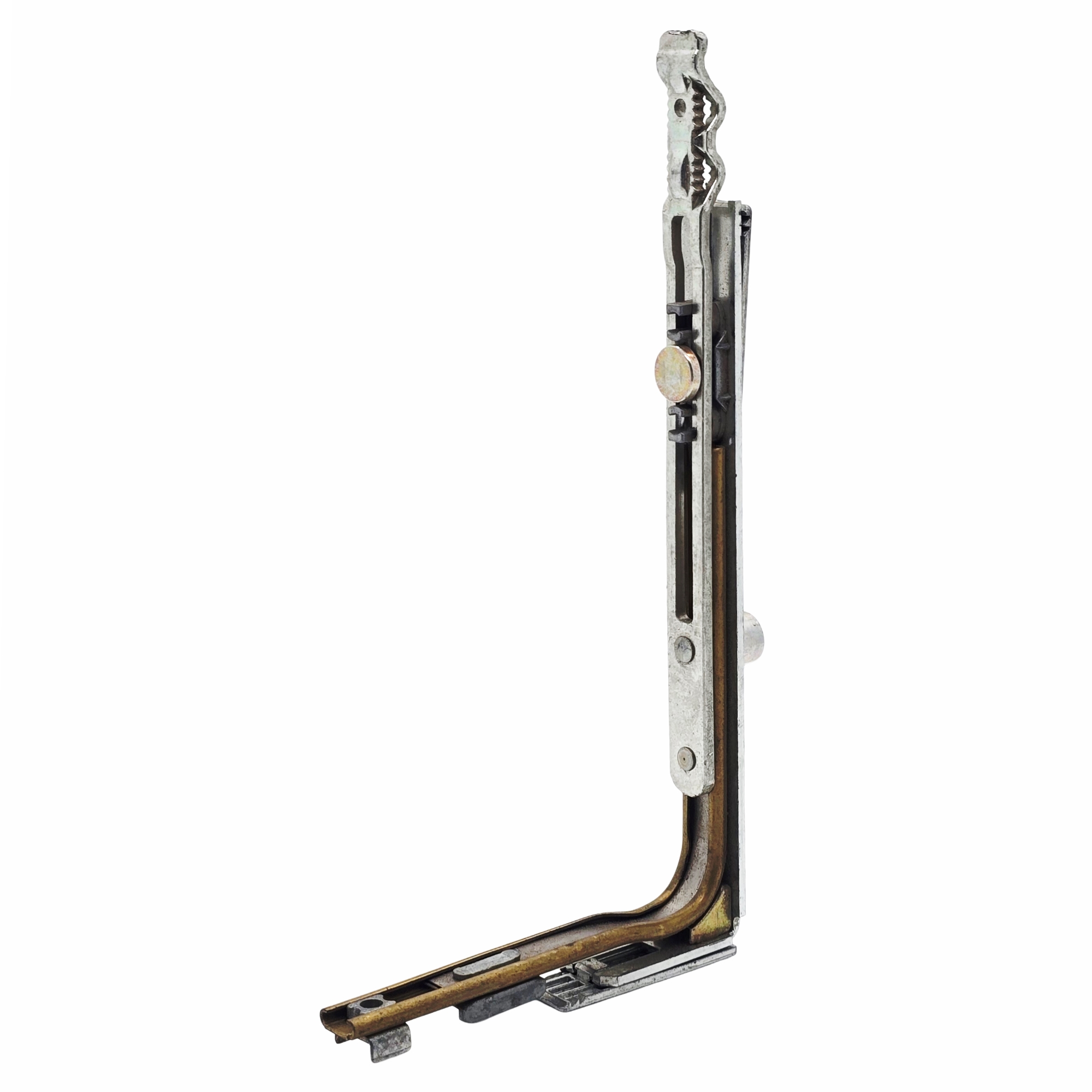 [BA] Aubi Eckumlenkung UK, Altteil, Schaltungsbauteil, Metallkomponente, elektromechanisches Bauteil, Schienenklemme, linearer Aktuator