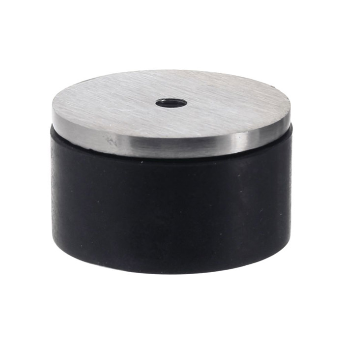 Türstopper / Türpuffer / Türfeststeller, magnetabstand, Metallscheibe, Edelstahl, schwarze Basis, Mittelloch