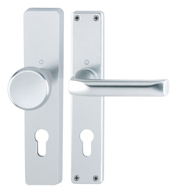 [BA] HOPPE Langschild Wechselgarnitur London F1 PZ 72 mm 6271340, Türdriegel, Türknauf, Metallbeschlag, Silberfarbig, Türgriff