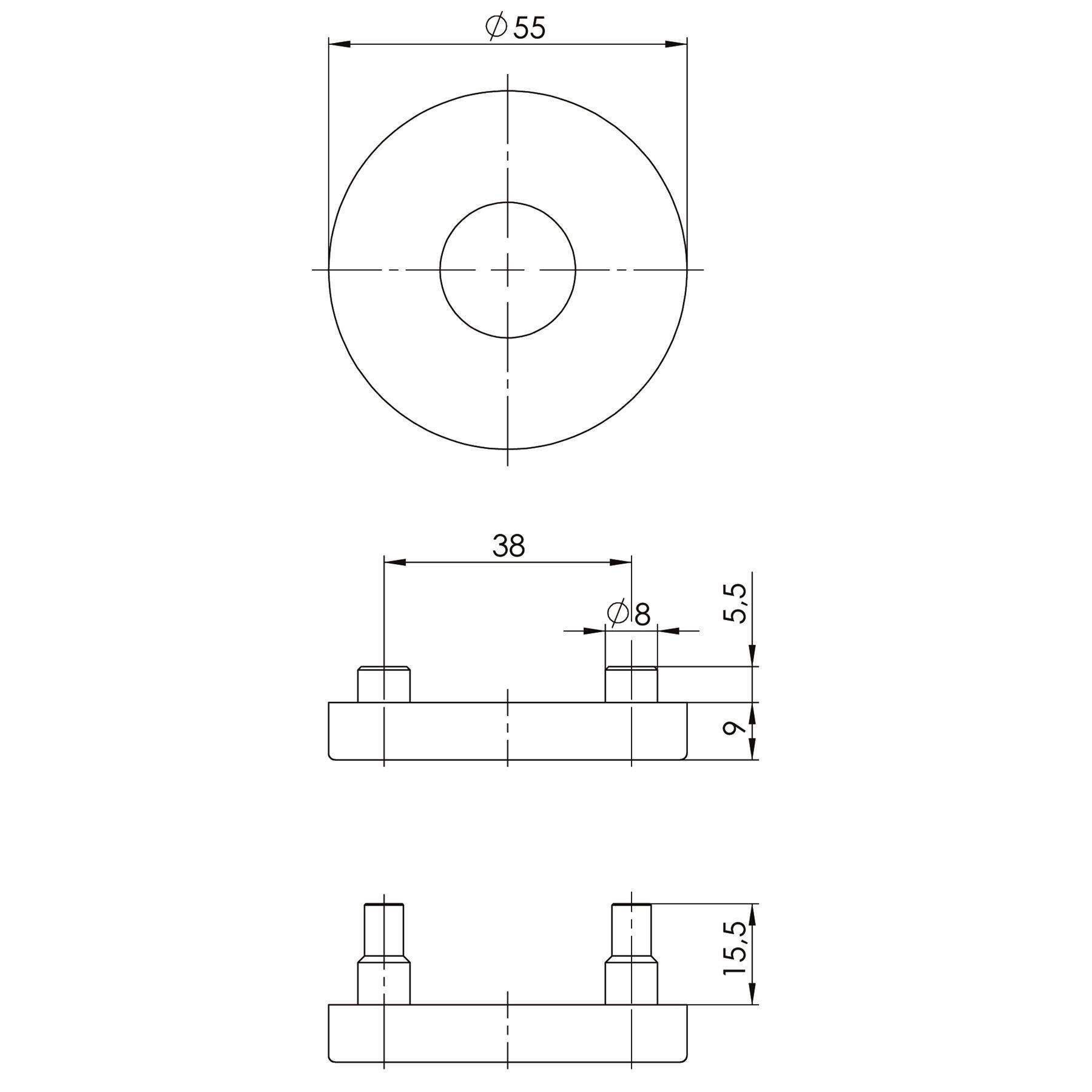 Ogro Drückerrosette rund Gewinde OGRO Nr. PR 6500 Edelstahl Rostfrei, CAD-Diagramm, Diagramm, CAD-Diagramm, Diagramm, CAD-Diagramm, Diagramm