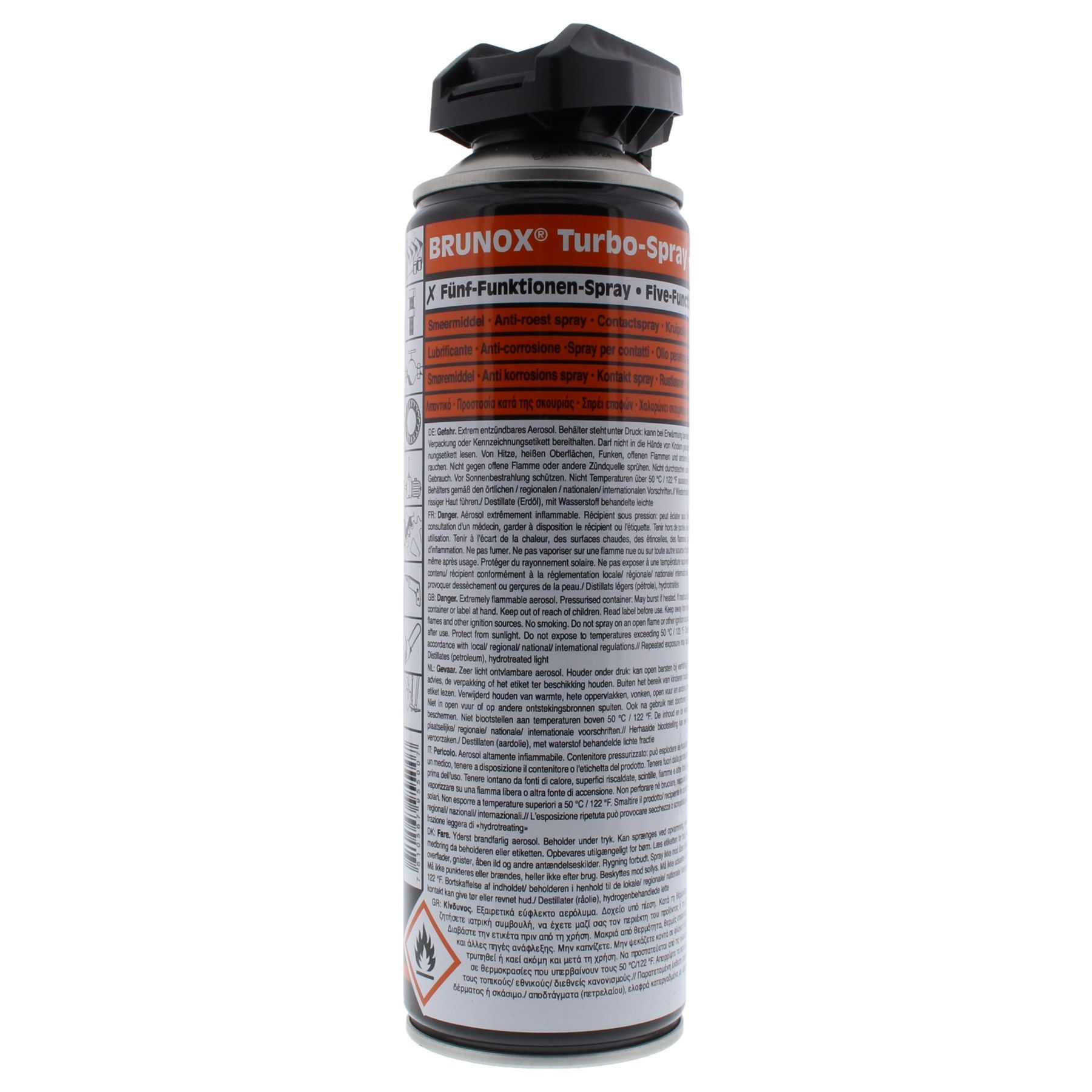 BRUNOX Turbo-Spray Schmiermittel POWER-CLICK 500 ml, Sprühmittel, Schmierstoff, Anti-Korrosion, Aerosol, Fünf-Funktionen-Spray