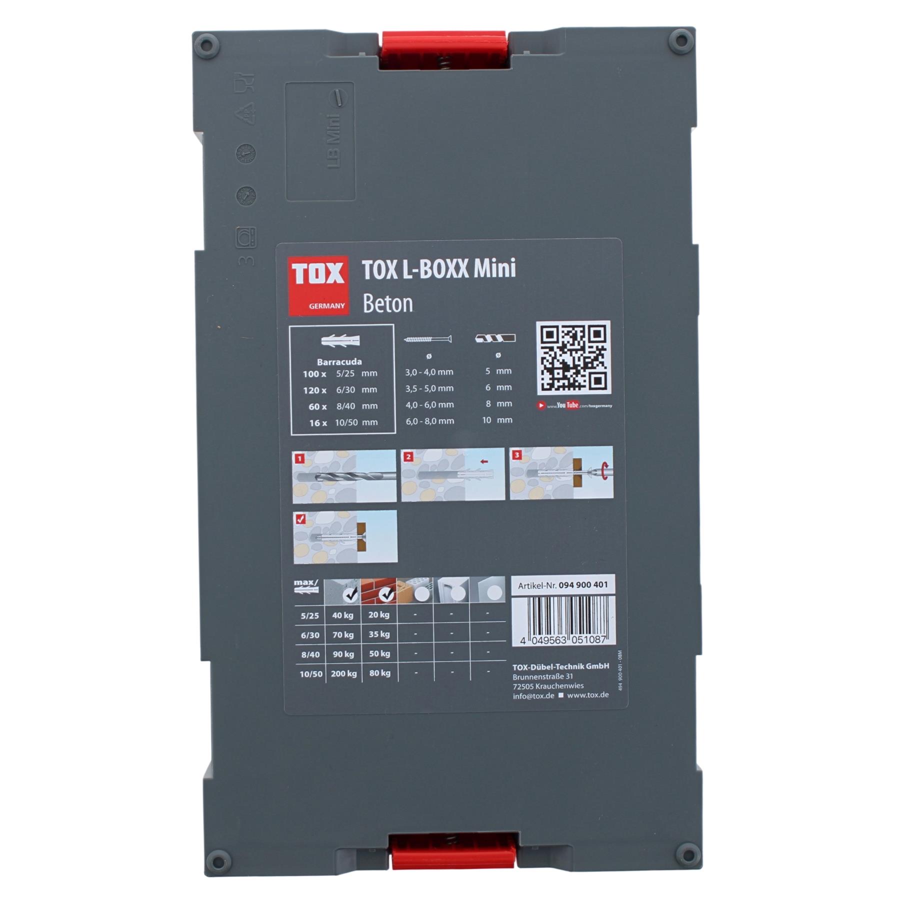 TOX L-Box Mini Sortiment Beton Dübelbox Dübelsortiment Dübelset 296 tlg., Computerausrüstung, Elektronik, Hardware, Computer, QR-Code