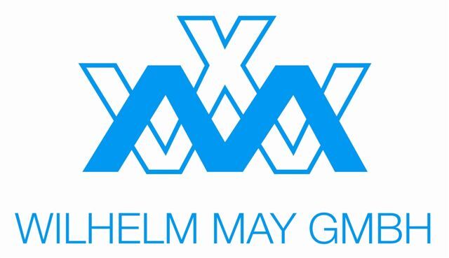 Wilhelm May, logo, marke, blau, geomtrisch, industriell