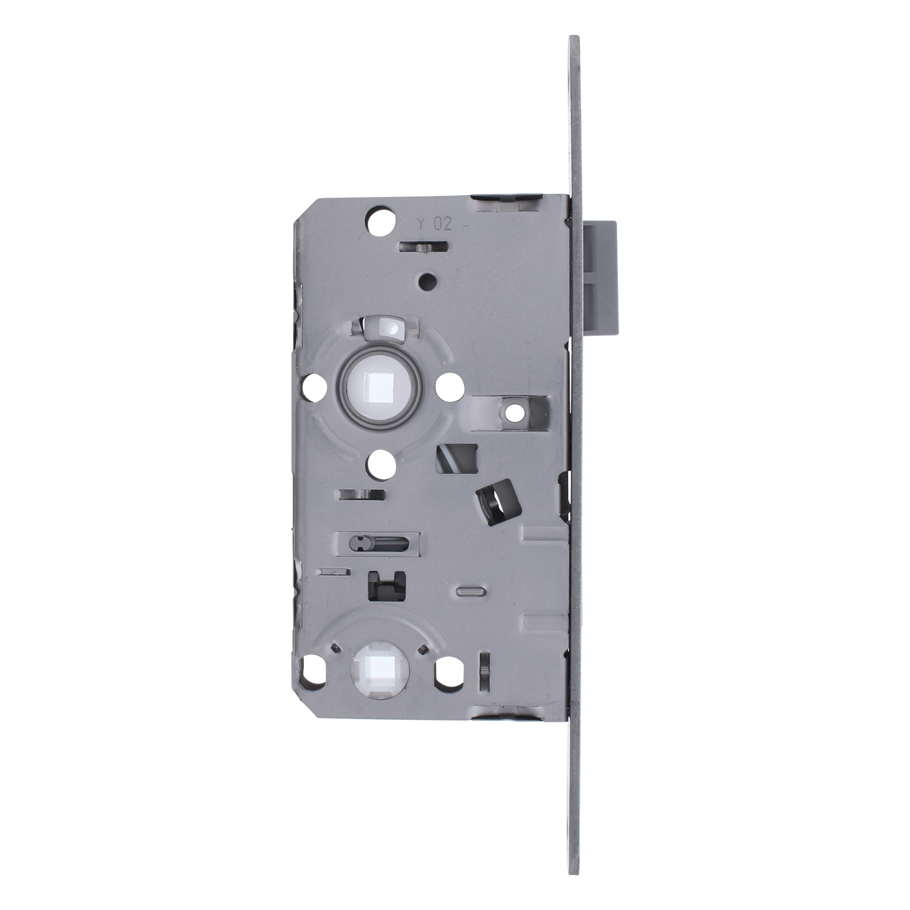 ToniTec WC Tür Einsteckschloss 20x235 mm Entfernung 78 mm mit Langschildgarnitur DIN links Alu F2 neusilberfarbig eloxiert, Schließmechanismus, Türschloss, Metallteil, Rückseite, Gehäuse, Schlossmechanismus, Schlosskörper, Metallgehäuse, Stempelkern, Türs