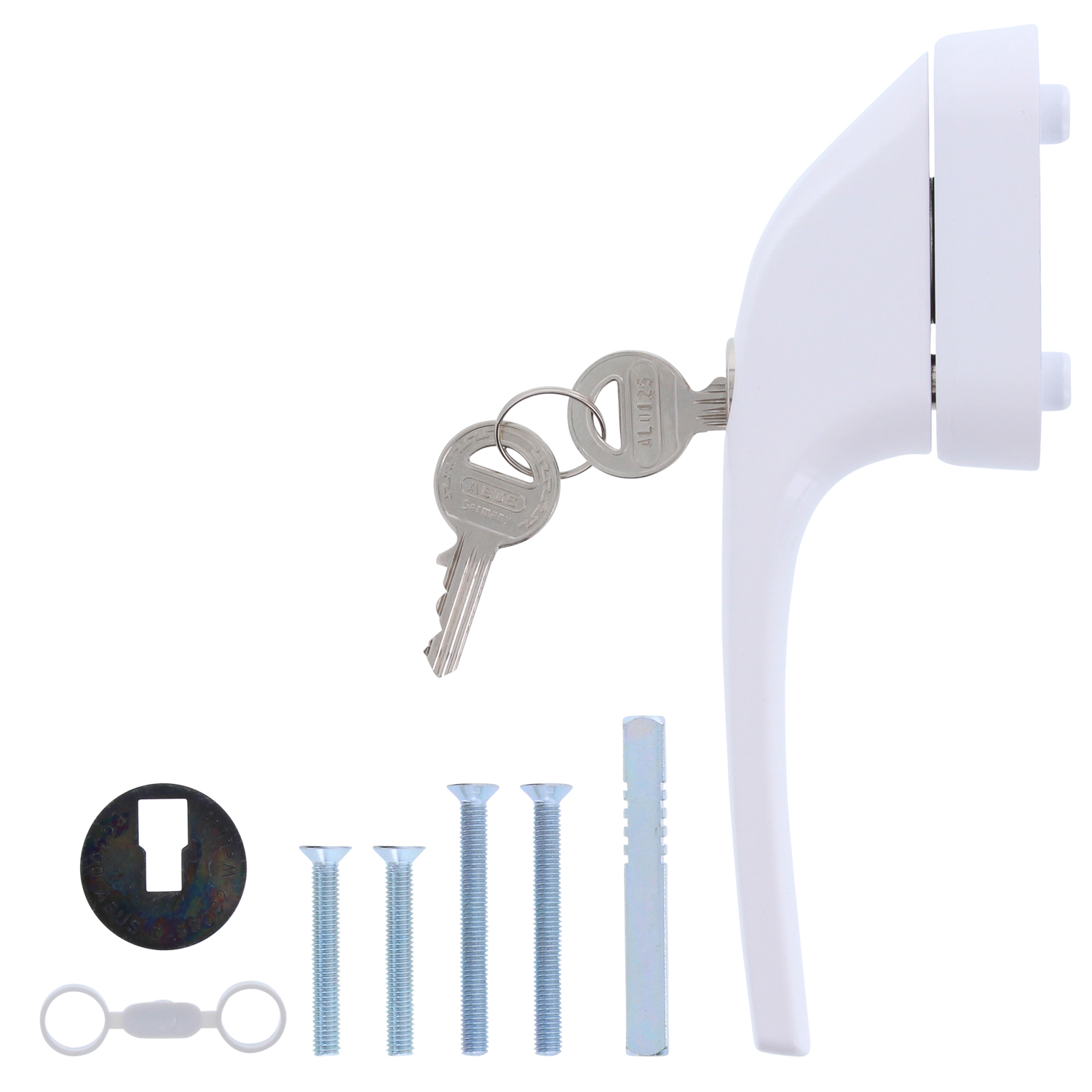 [B-WARE] OUTLET ABUS Fenstergriff FG300 abschließbar, Maschine, Schraube, Schlüssel, Maschine, Schraube, Schlüssel