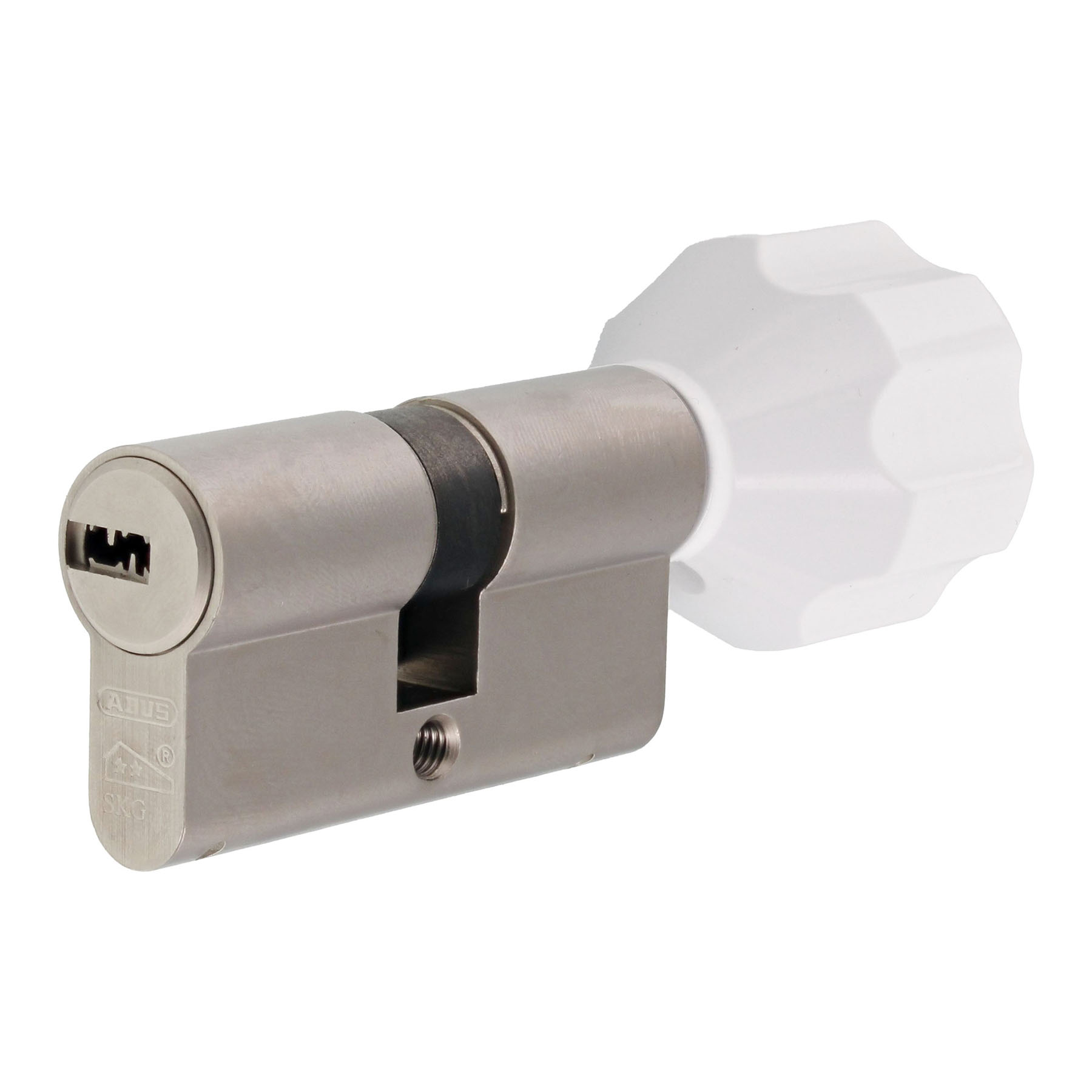 ABUS EC550 Zylinder mit EasyTurn Knauf weiß verschiedenschließend mit ToniTec CodeCard inkl. 5 Schlüssel Größe 35/50K, Zylinder-Schloss, Schrank-Schloss, Stiftlaufwerk, Metall-Schloss, verstellbarer Knauf