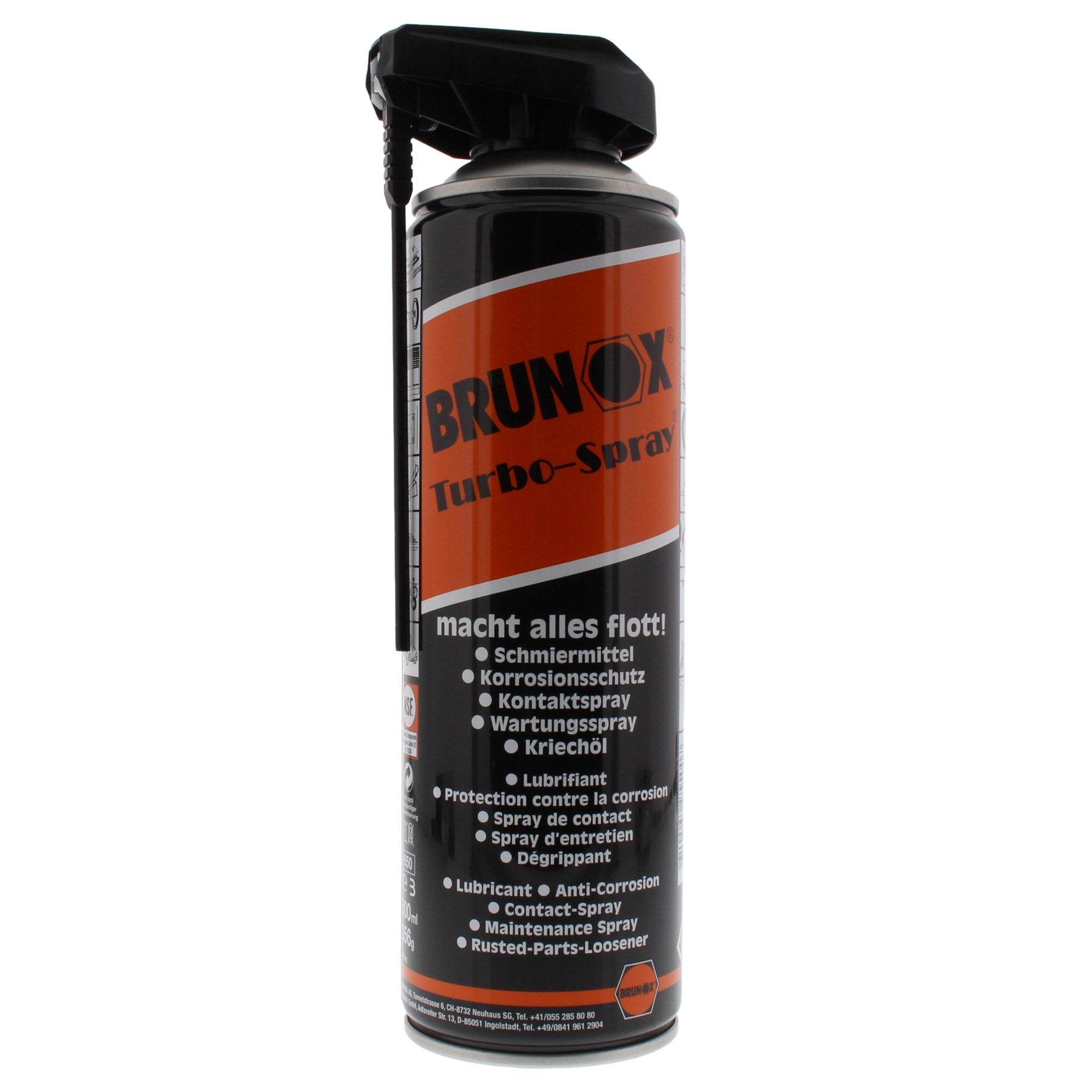 BRUNOX Turbo-Spray Schmiermittel POWER-CLICK 500 ml, Turbo-Spray, Schmiermittel, Korrosionsschutz, Kontaktspray, Wartungsspray
