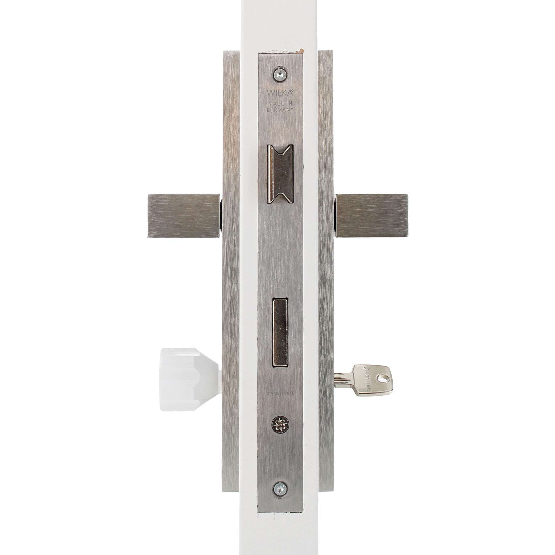 ABUS EC550 Zylinder mit EasyTurn Knauf weiß verschiedenschließend mit ToniTec CodeCard inkl. 5 Schlüssel Größe 35/50K, Türschloss, Schloss, Brushed Metal, Griff, Schlüsselbund