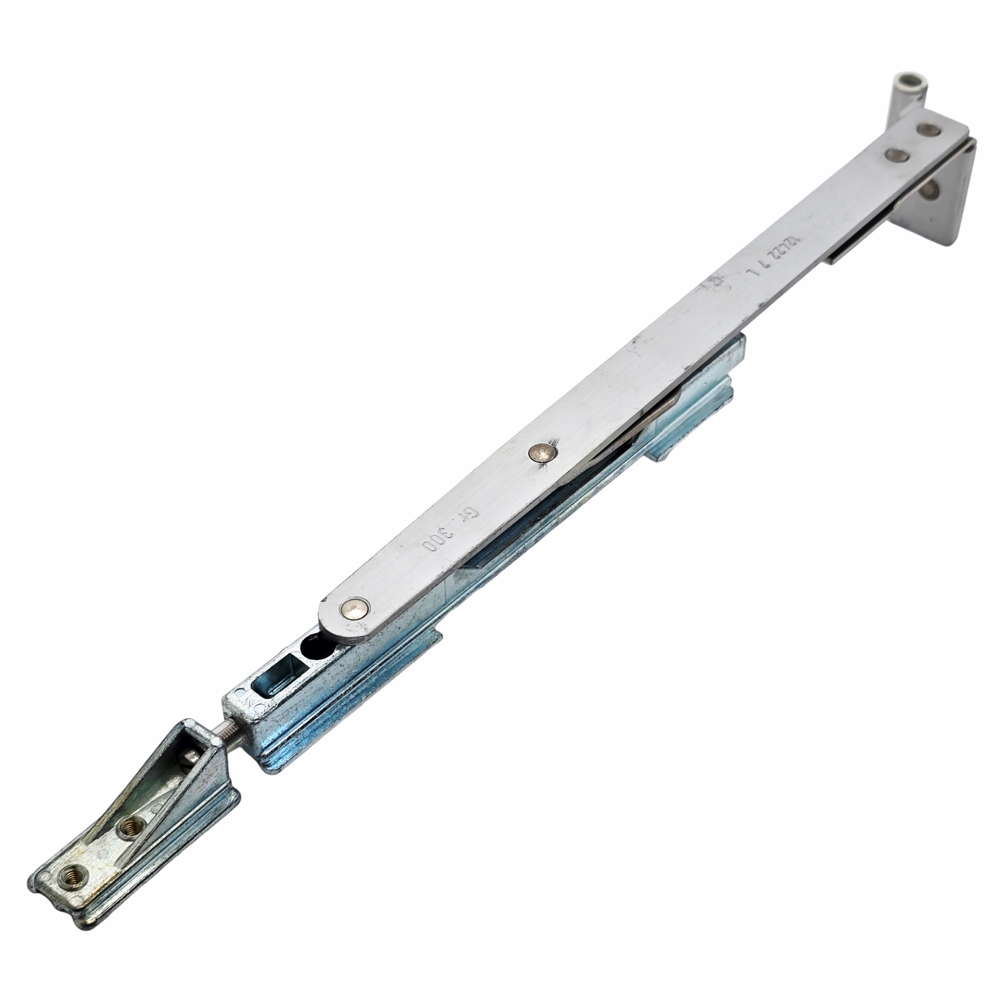 [BA] Hueck Hartmann Schere 12 422 7 silber links, Teleskop-Schiene, Scharnierstange, Metallmechanik, Führungsschiene, Schloss-Schiene