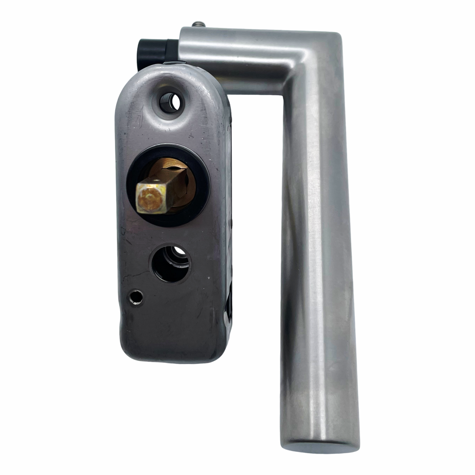 [BA] FSB Fenstergriff abschließbar mit Druckknopfzyinder.34mm Vierkant Edelstahl matt gebürstet, Türschloss, Schloss, Riegel, Schlosszylinder, Metall