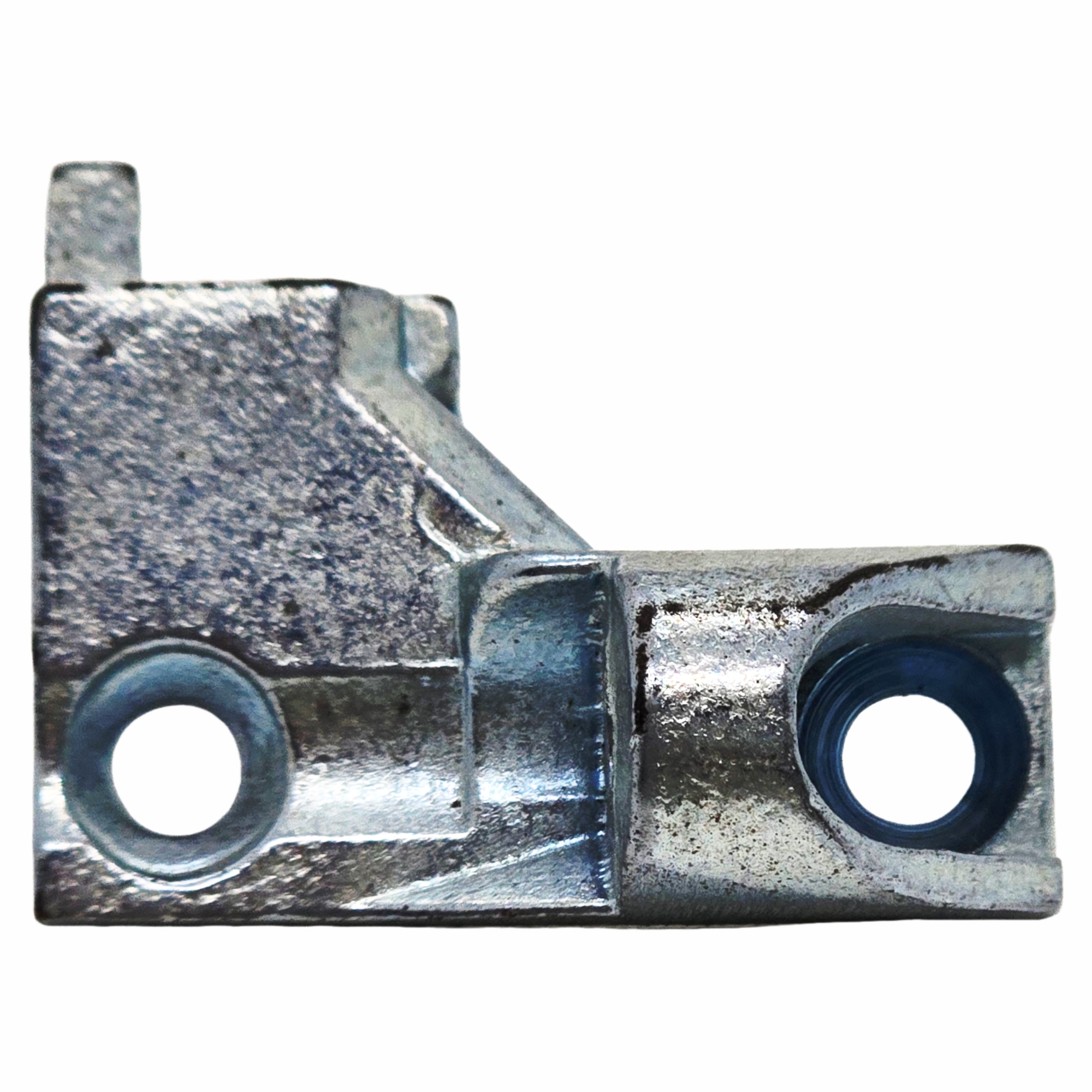 [BA] Hueck Hartmann Ecklager 100 kg links silber, Metallteil, bearbeiteter Metallschnitt, Aluminiumlegierung, Industriebauteil, Bohrung Ø