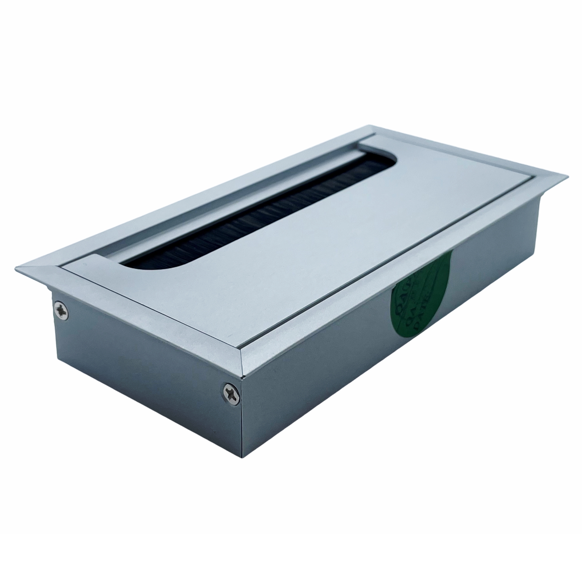 Emuca Kabeldurchführung Eckig 160x80 mm, Aluminium silber eloxiert, teller, briefkasten-slot, brieftaubenschlitz, metallic, einwurfschlitz