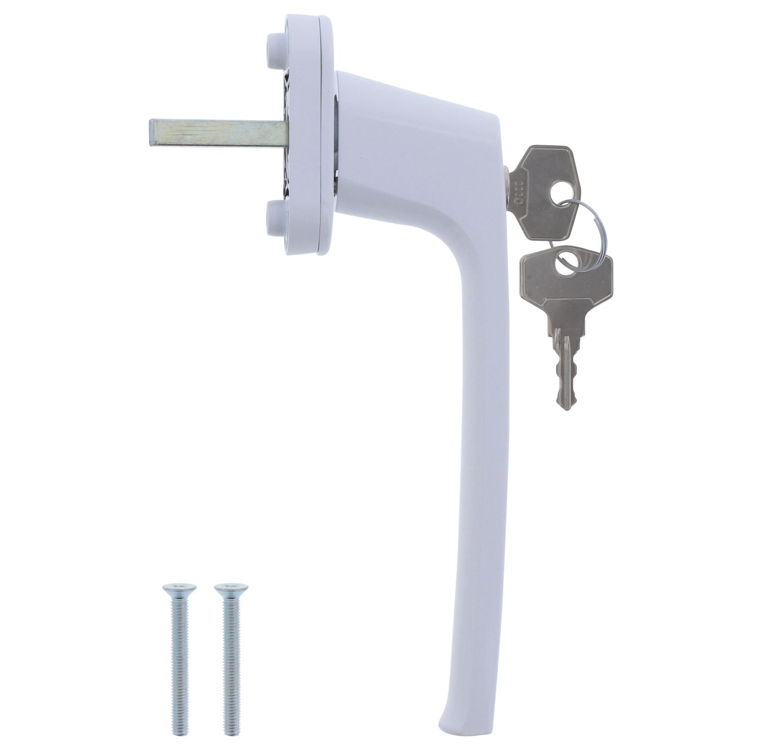 [BA] Fenstergriff PSK-Griff 7/35 mm abschließbar F9016 Verkehrsweiß inkl.Schrauben, Türgriff-Sicherung, Fenstergriff, Schlosszylinder, Schrauben, Klinkenstecker