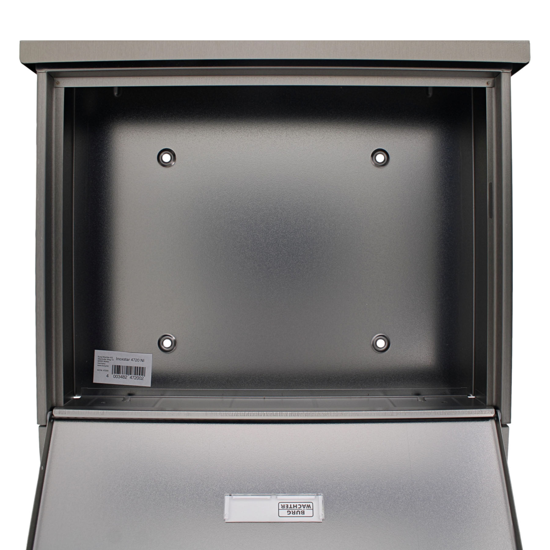 BURG-WÄCHTER Briefkasten InoxStar 4720 mit Zeitungsrolle Silber vernickelt, postfach, briefkasten, briefkasten wandmontiert, stahl, postfach ausstahl