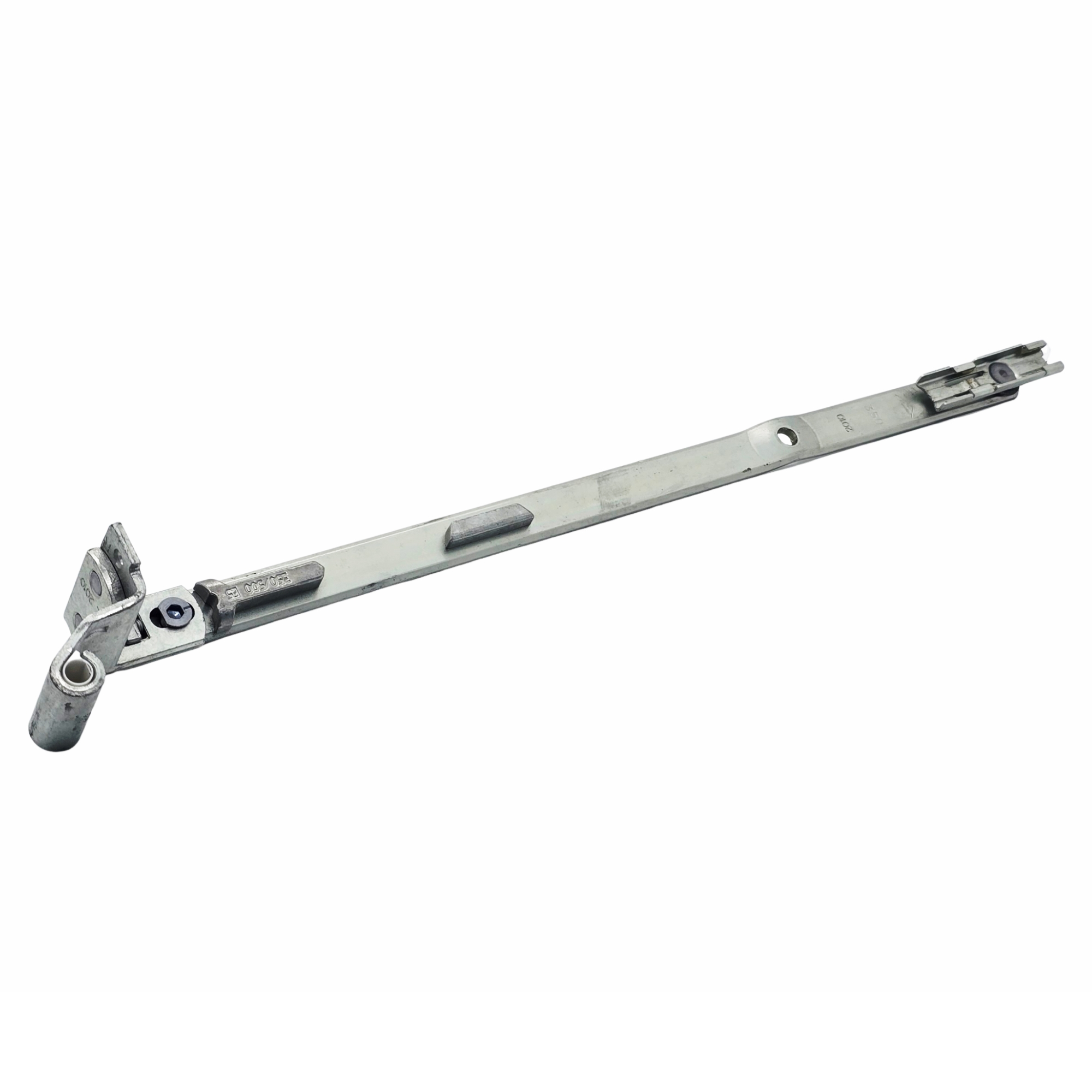 [BA] Roto NT Axerarm E5 12/18-13 für Holzfenster rechts 350 (FFB 601-800 mm), Winkelblech, Hebel, Metallstab, Kombinationswerkzeug, Schlauchhalterung