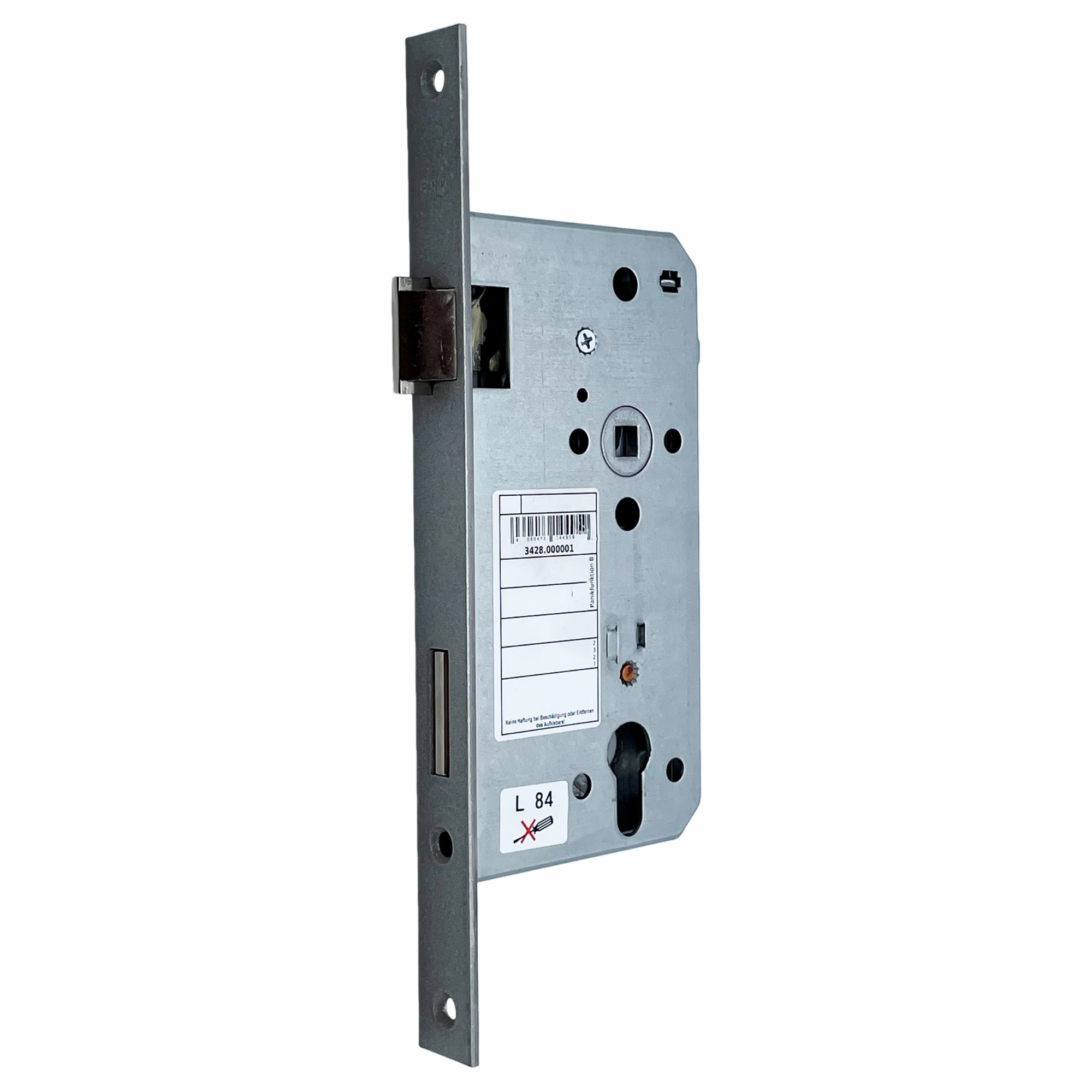 [BA] BMH Panik Einsteckschloss 3428 PZ Funktion B 65/92/9 geteilte Nuss F24x280mm käntig silber DIN L auswärts, Zutrittsrelais, Schlosskasten, Metallgehäuse, Schloss, Profilzylinderlochung