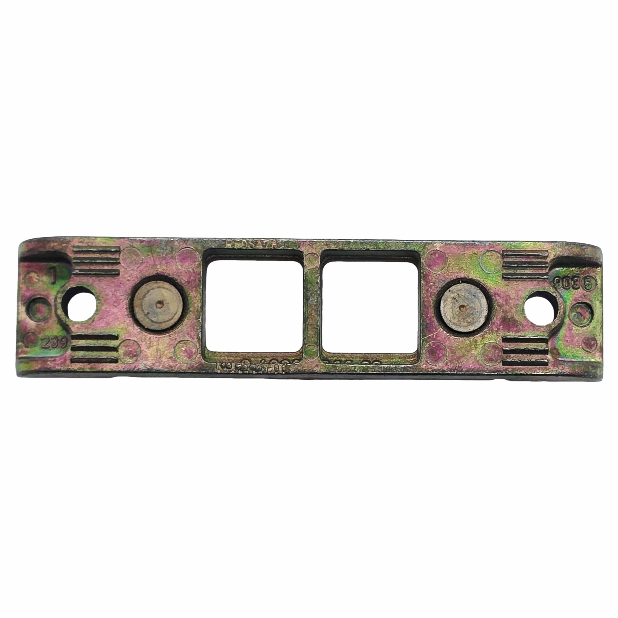 [BA] Roto Schliessblech Stulp R605 B78 für Kantenriegel, Edelstahlplatte, Metallplatte, Zweilichtabdeckung, rustikales finish, industrielles hardware