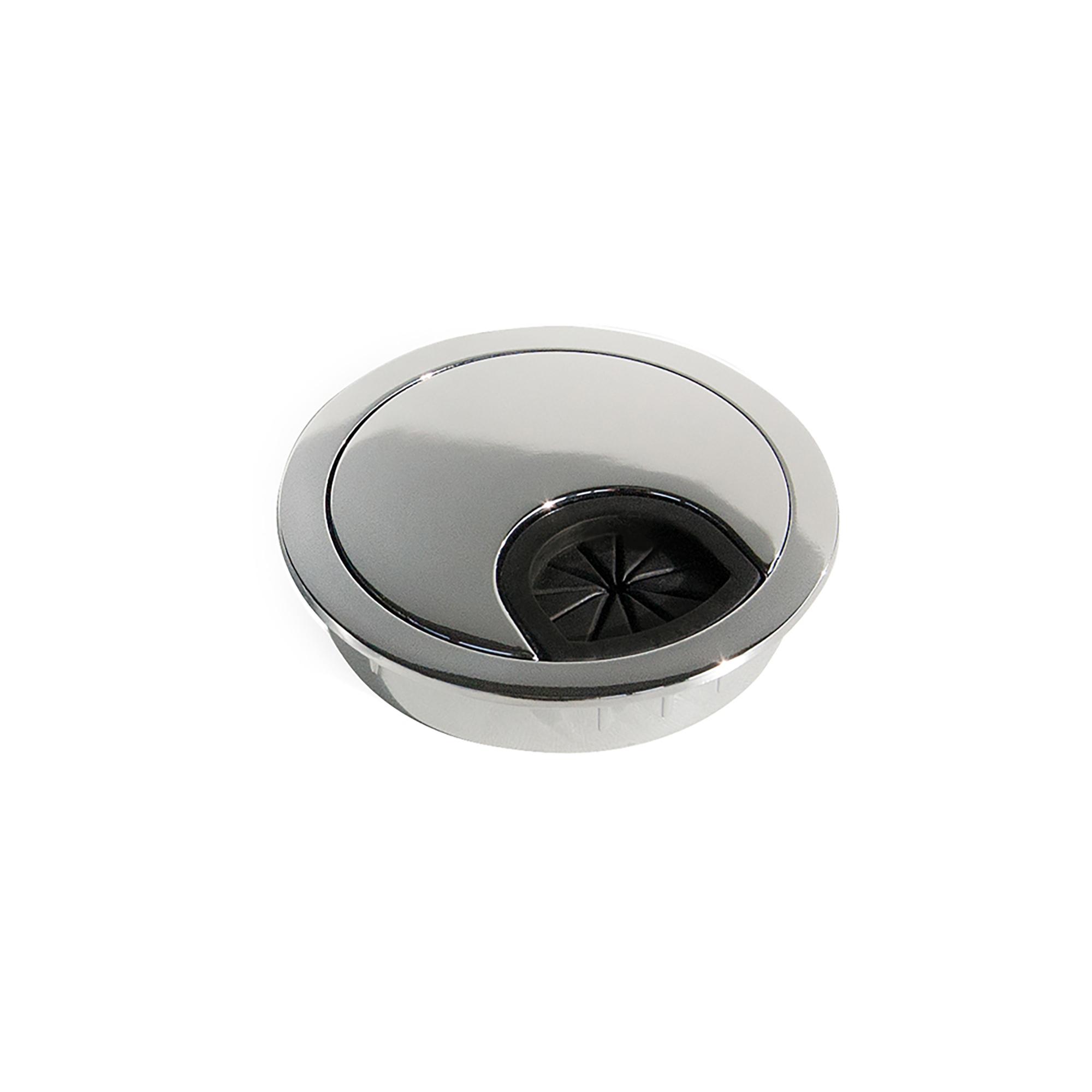 Emuca Zamak Kabeldurchführung, Durchmesser 60 mm, verchromt, Ablage-Deckel, Chromseidenglas, Küchenarmatur, Ventilabdeckung, Rundform
