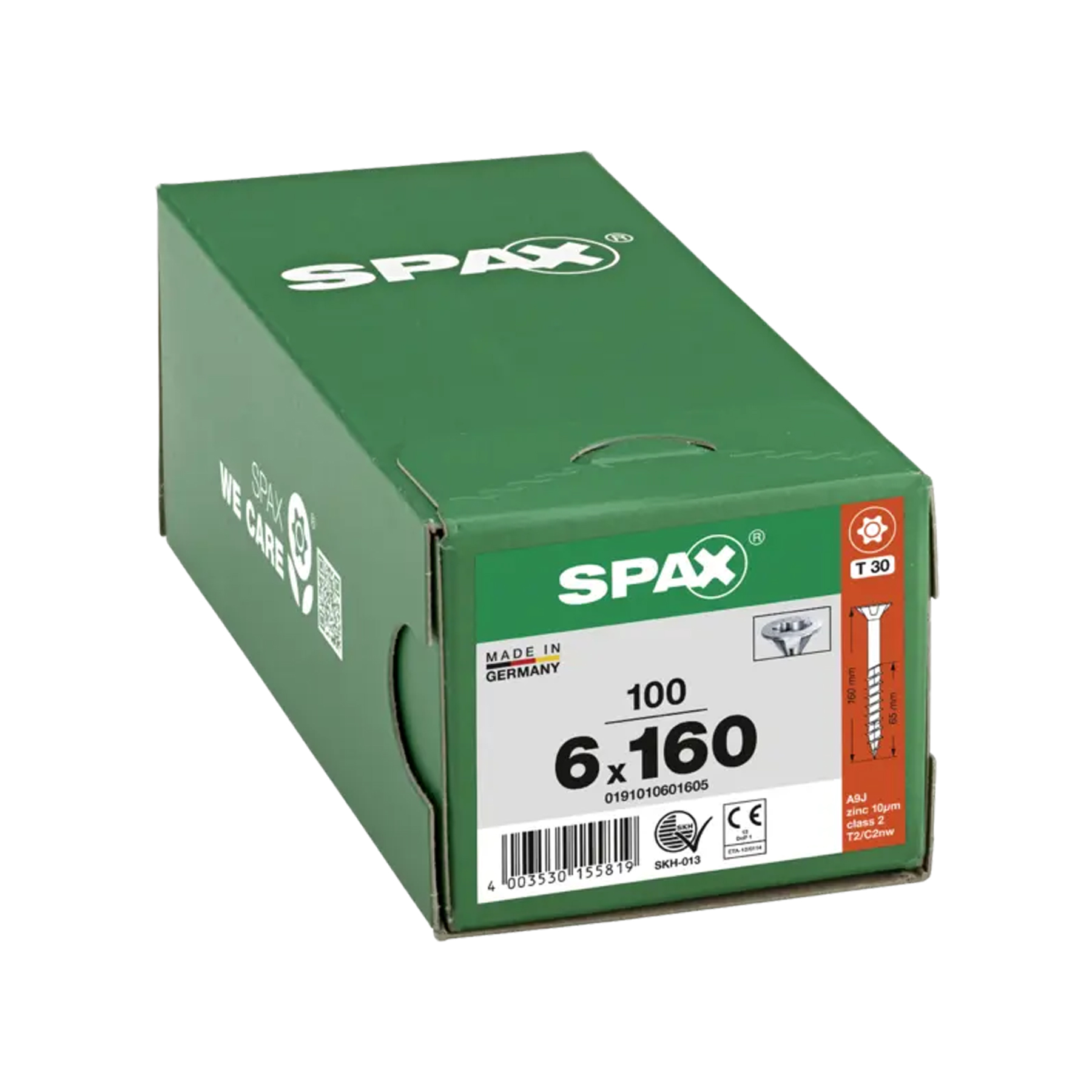 ABC Spax Senkkopf Torx T30 Wirox Größe 6,0x 160 mm TG, Schraubeneinsatz, DIN 600, Zink, Nagelkopf?, Satz Box