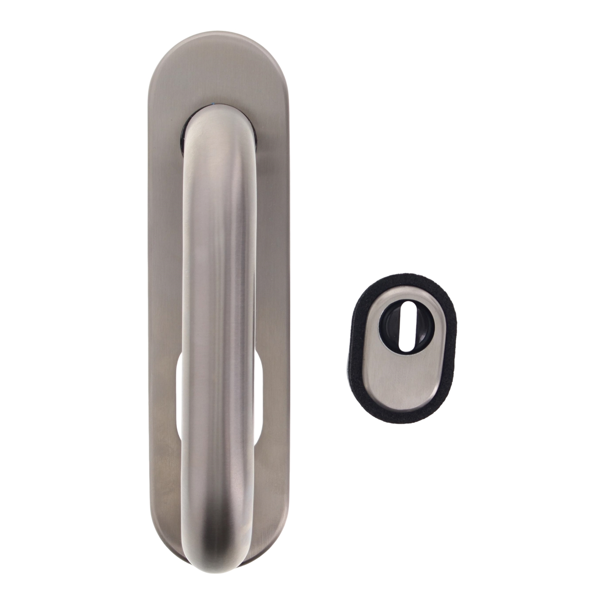 [EOL]Außenschild DR ES1-K ZA 72/14 mm niro, Türgriff, Edelstahl, Schmaler Griff, Riegel-Set, Schwarz-Grau